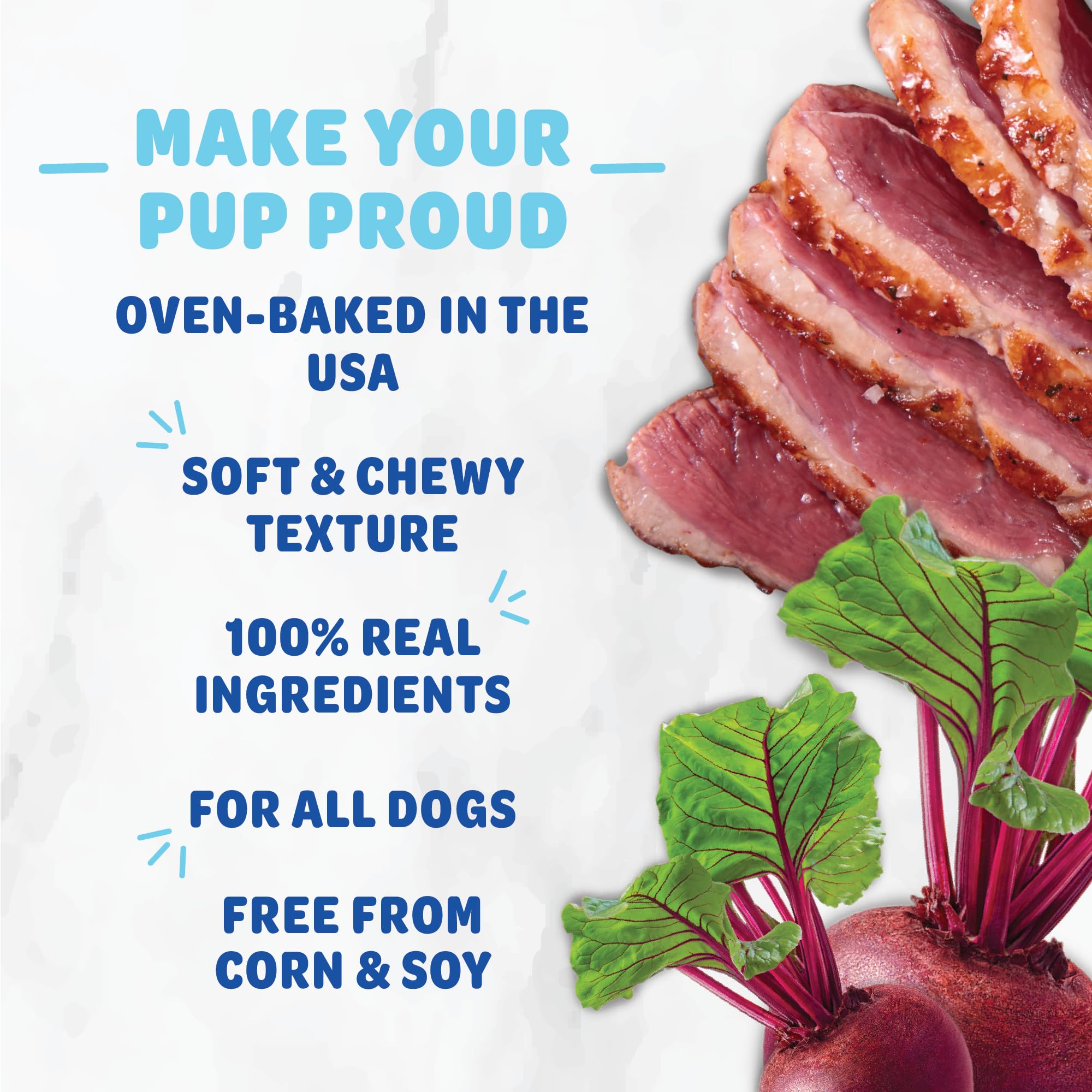 Shameless Pets Soft-Baked Dog Treats, Duck Duck Beet - Natural & Healthy Dog Chews for Digestive Support with Fiber - Dog Biscui