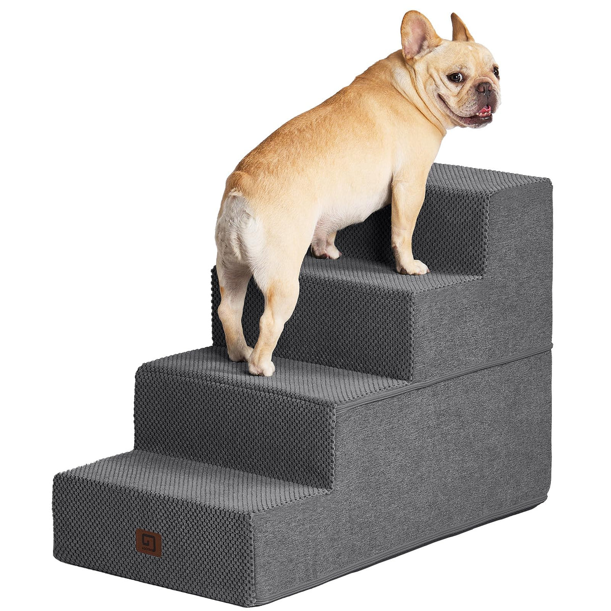 Eheyciga Dog Stairs For Bed 18”H, 4-Step Extra Wide Dog Steps For High Bed, Pet Steps For Small Dogs And Cats, Non-Slip Balanced Dog Indoor Ramp, Grey