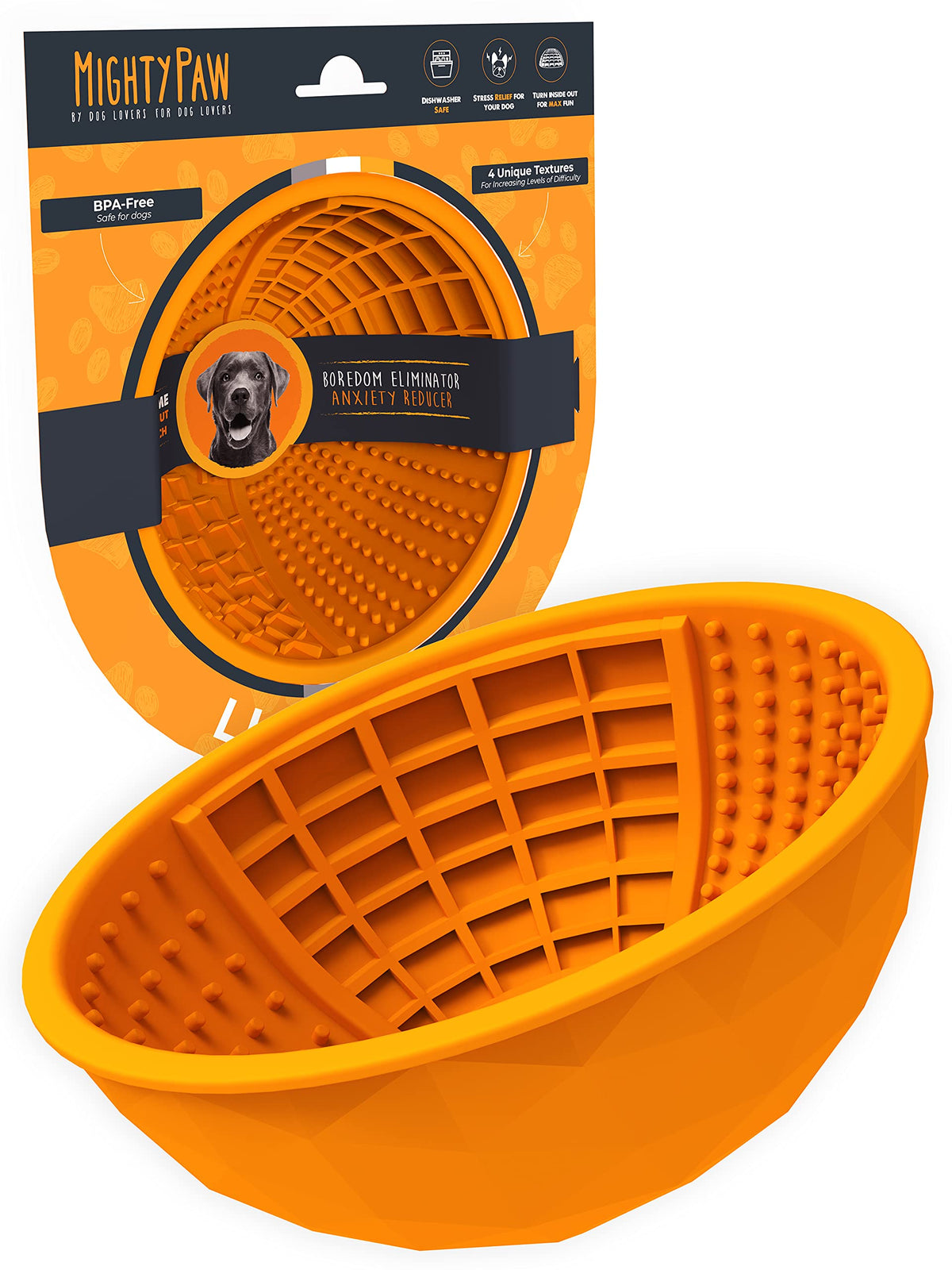 Mighty Paw Dog Lick Bowl | Interactive Slow Feeder Puzzle for Anxiety, Calming and Boredom. Wobbles Or Stays Put. Works W/Soft F