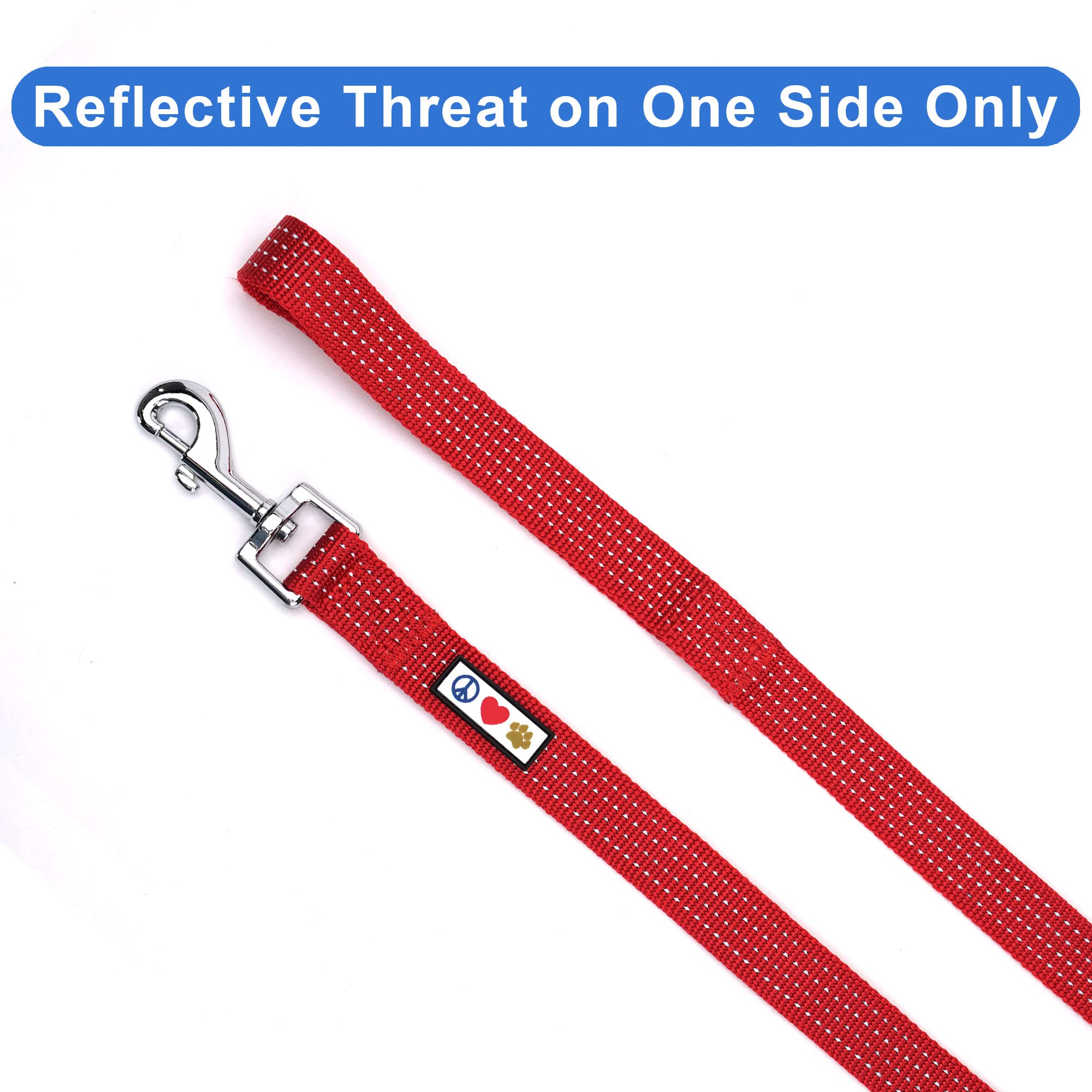 Pawtitas 6 Ft Pet Puppy Leash Reflective Dog Leash Comfortable Handle Highly Reflective Threads Heavy Duty Dog Training Leash Available As A 6 Ft Small Dog Red Leash