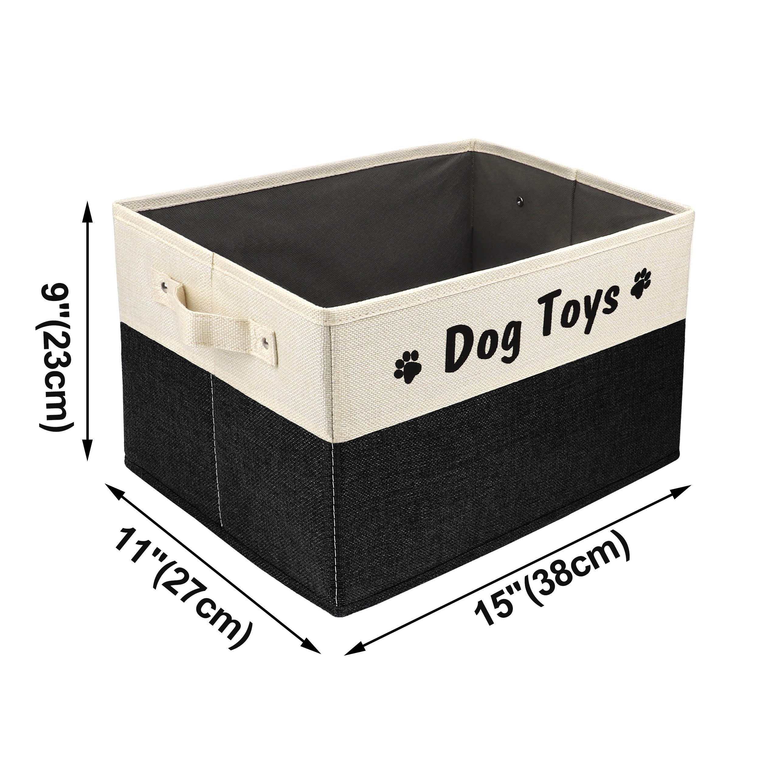 PET ARTIST Dog Toy Basket, Foldable Dog Toy Bin Box for Living Roon Area, Collapsible Storage Basket with Comfortable Handles fo