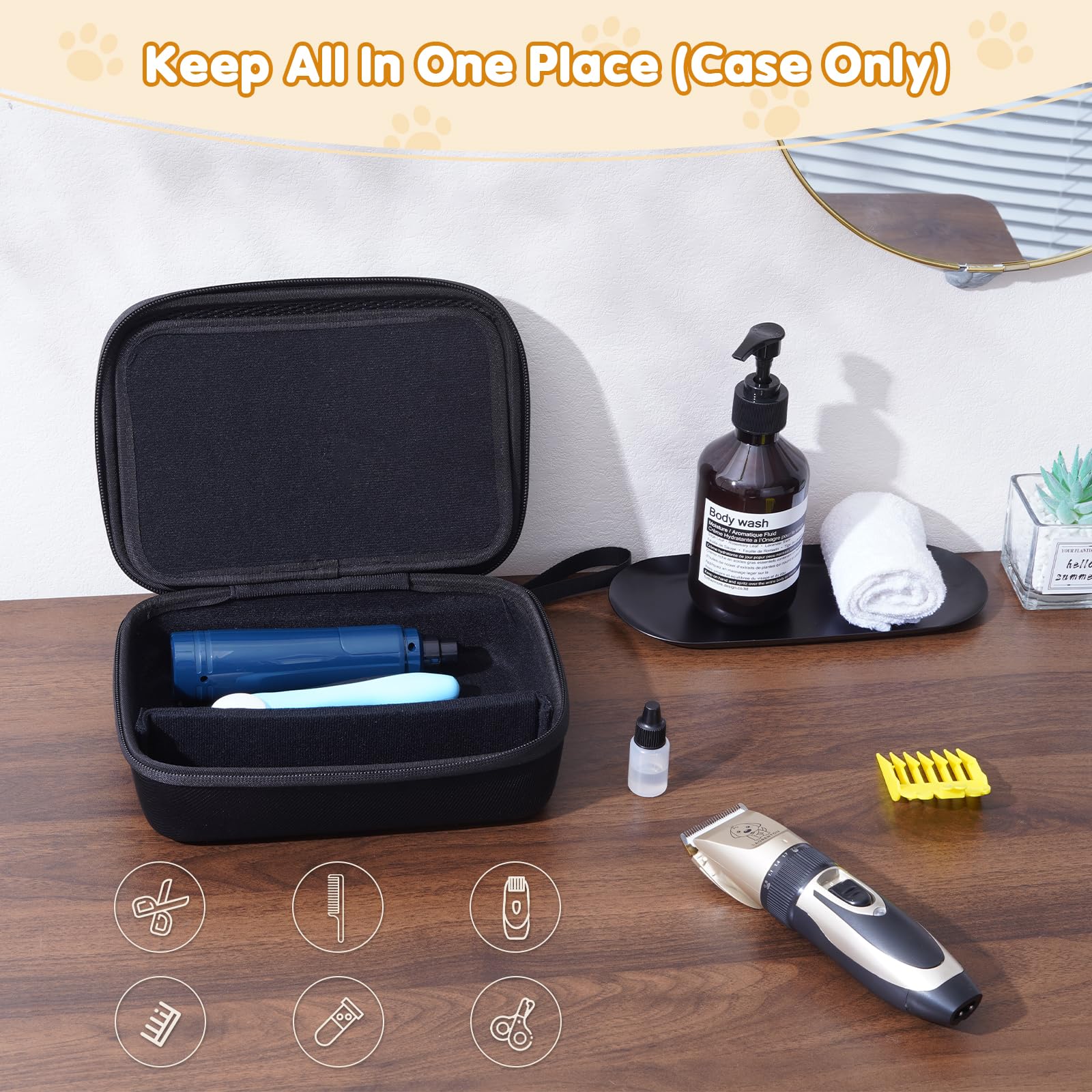 Procase Hard Pet Grooming Tool Storage Case, Travel Organizer For Oneisall/Wahl Dog Clippers, Pet Shaver, Nail Trimmer And Acces