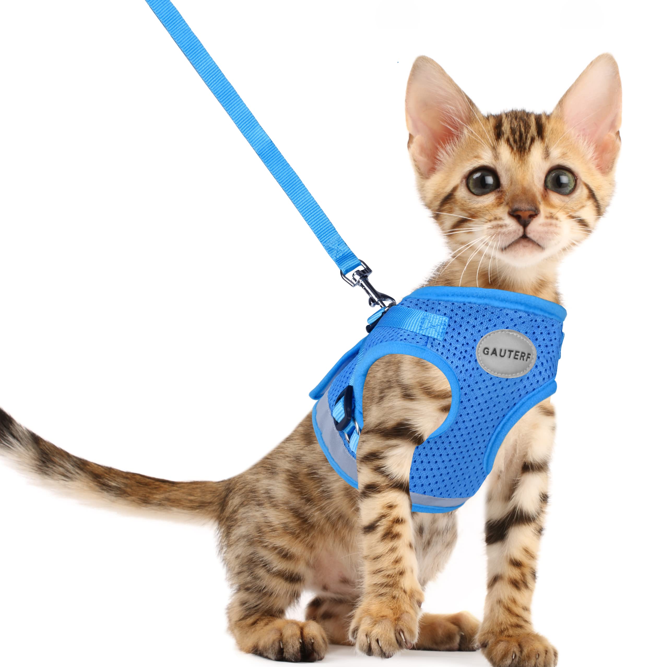 Cat Harnesses And Puppy Harness With Leashes Set, Escape Proof Cat Harness, Adjustable Reflective Soft Mesh Vest Fit Puppy Kitten Rabbit Ferrets'S Outdoor Harness