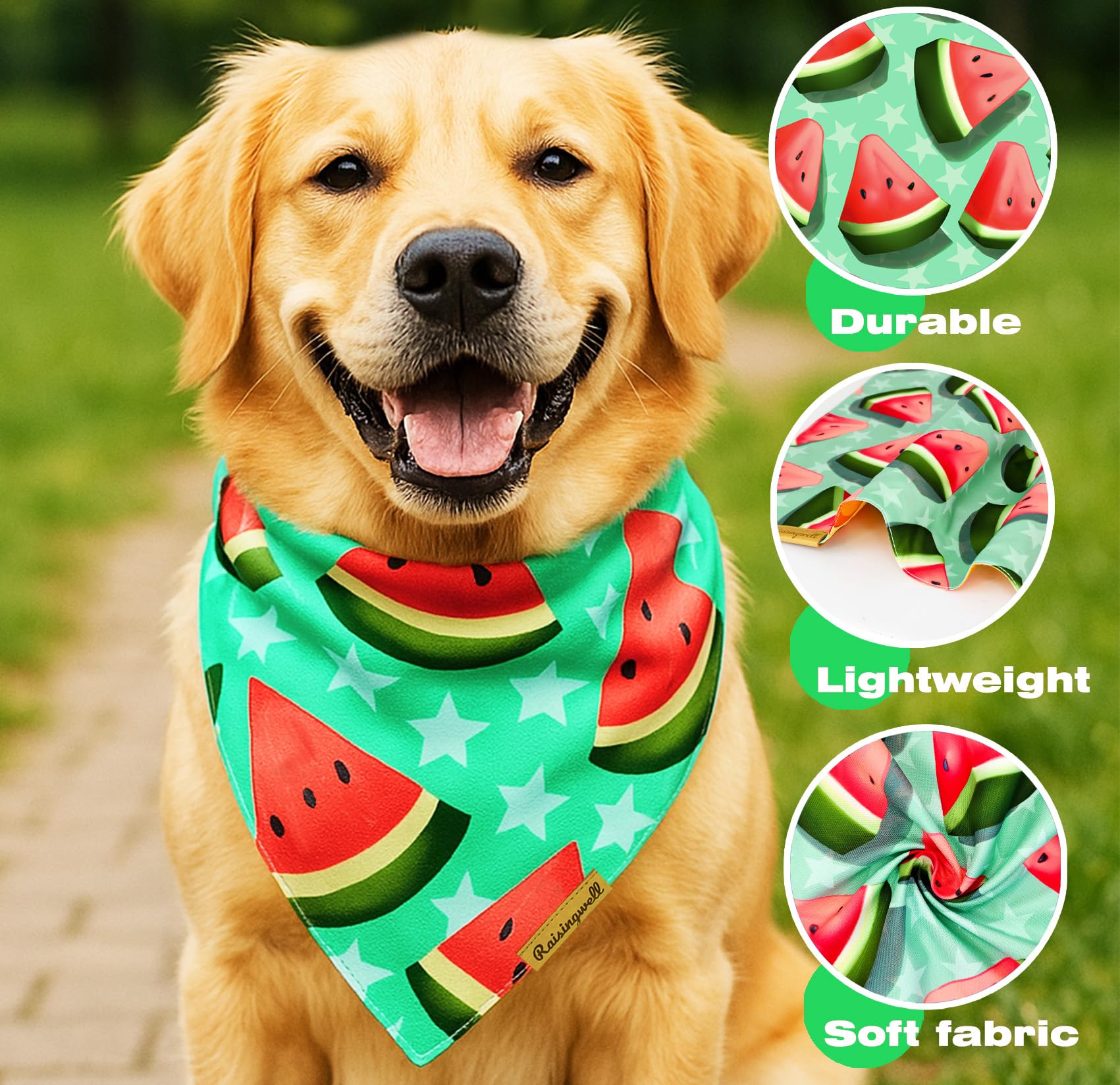 Raisingwell New Summer Fruit Dog Bandanas 2 Pack 4 Pattern Reversible, Holiday Bandana For Boy And Girl, Premium Durable Fabric,
