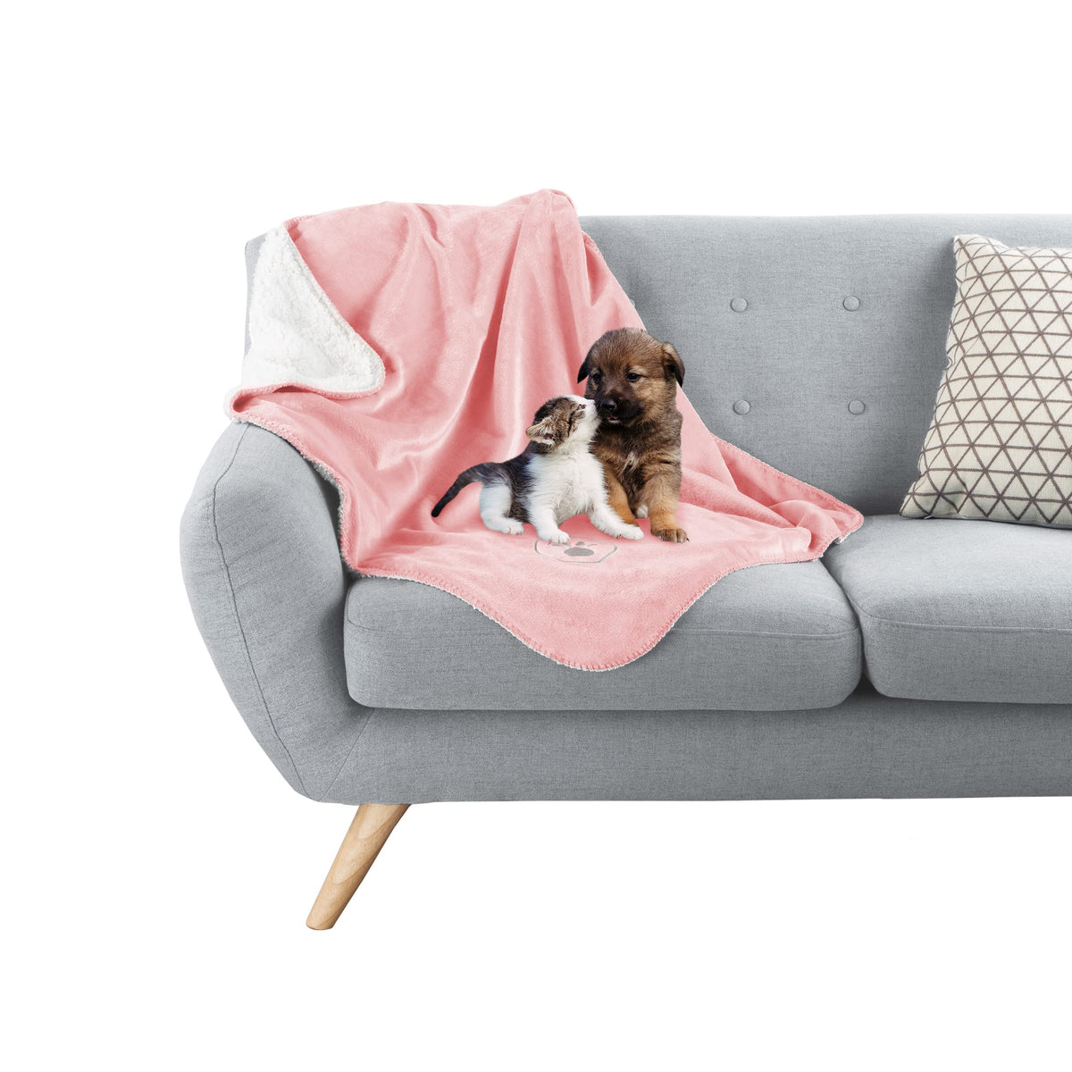 Petmaker Waterproof Dog Blanket - 30X40-Inch Reversible Sherpa Dog Blanket For Couch, Bed, Or Car - Protects From Spills, Stains, Or Pet Fur (Pink)