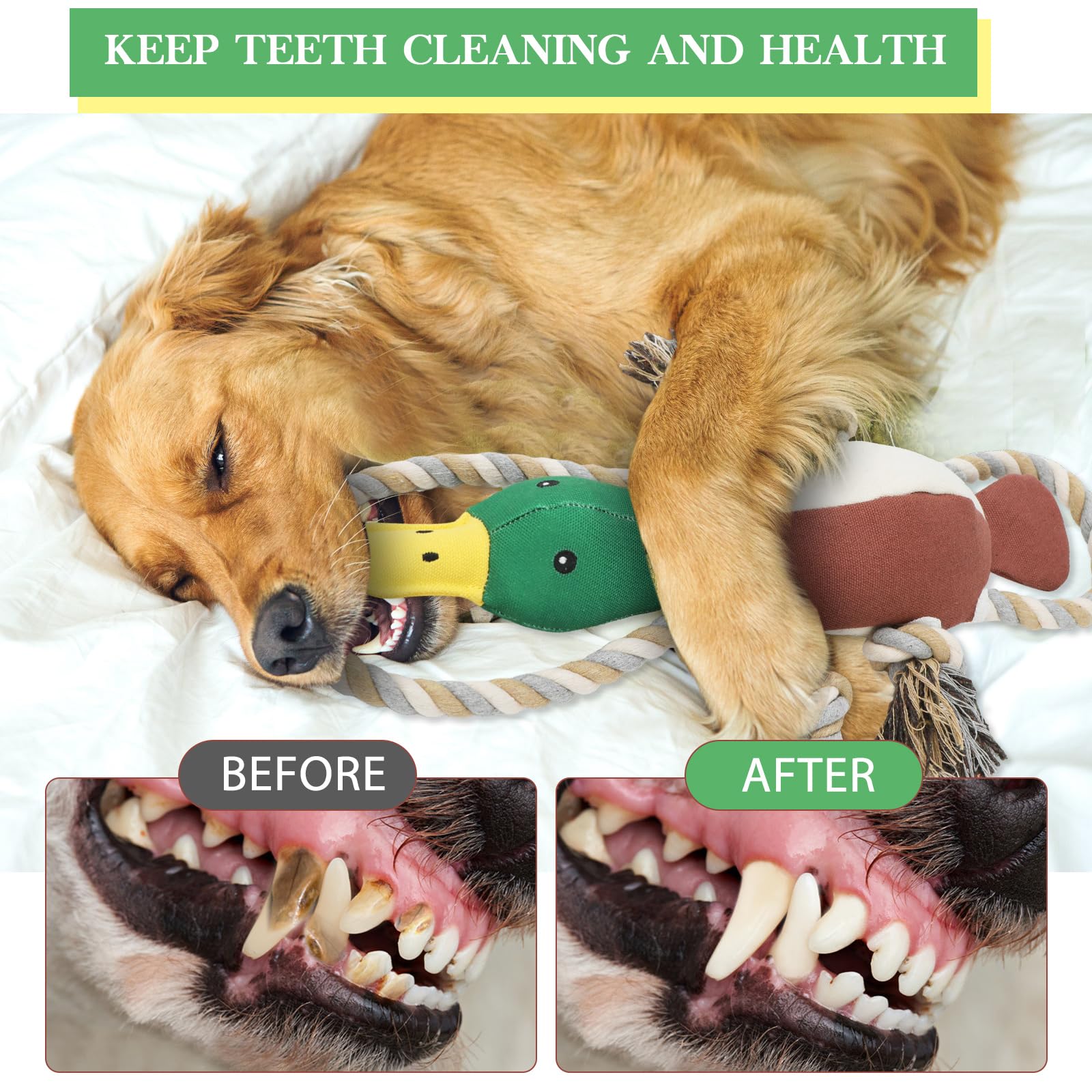 Lesmeet Upgraded Duck Dog Toys For Aggressive Chewers Puppy Toys With Crinkle Paper And Squeaker, Interactive Tug Of War Dog Toy