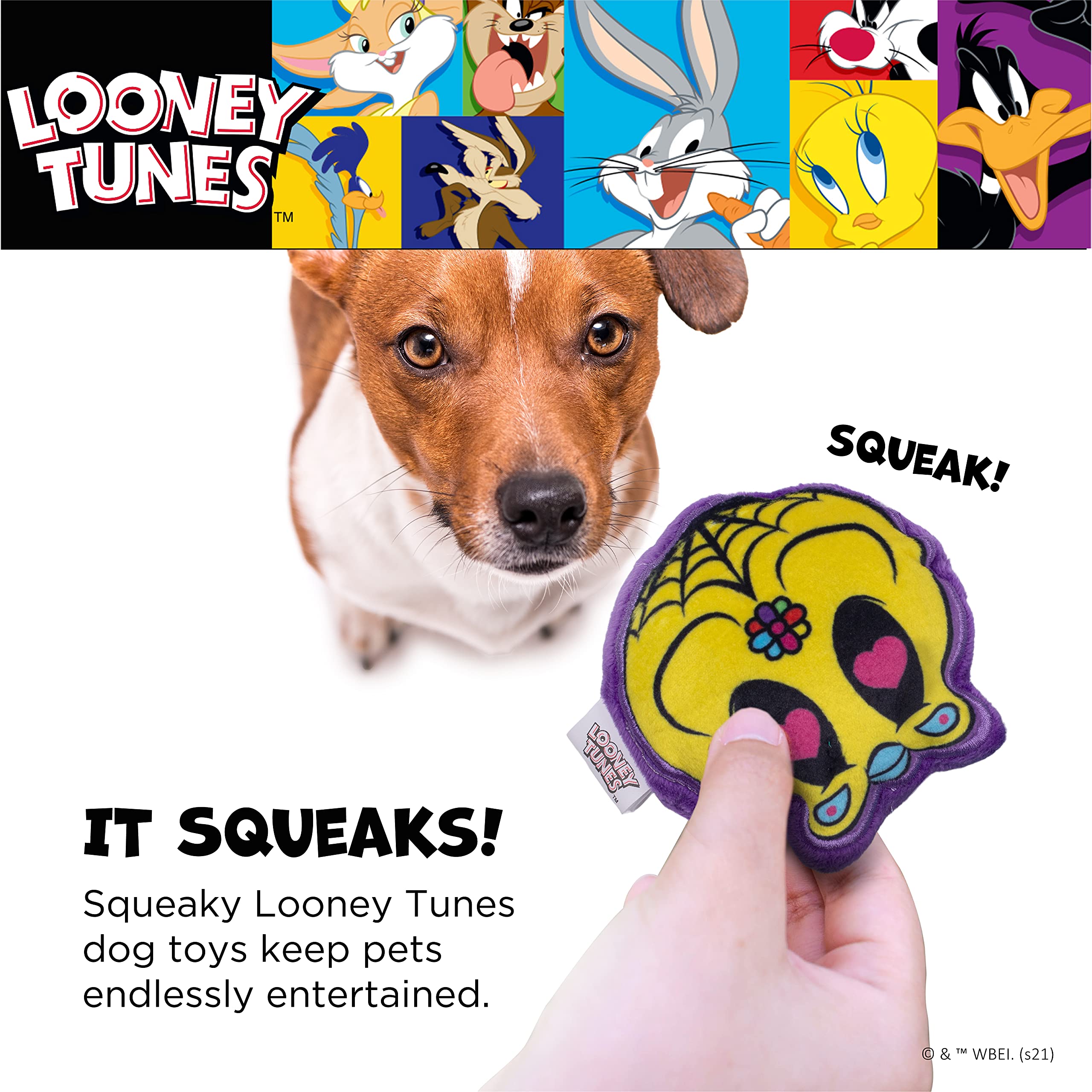 Looney Tunes For Pets Halloween Sylvester The Cat & Tweety Bird Silo Pet Squeaker Toys 2 Piece | Squeaky Dog Toys Small Dog Toys For Small Dogs | Halloween Dog Chew Toys,Ff18363