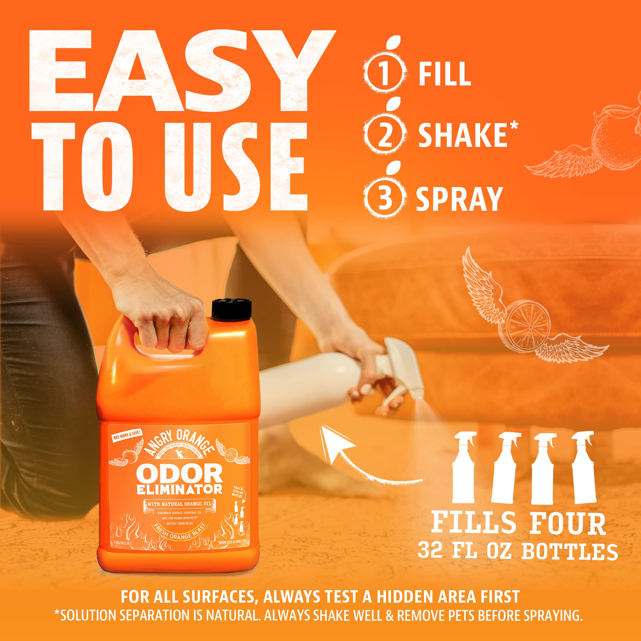 Angry Orange Pet Odor Eliminator For Strong Odor - Citrus Deodorizer For Strong Dog Or Cat Pee Smells On Carpet, Furniture & Ind