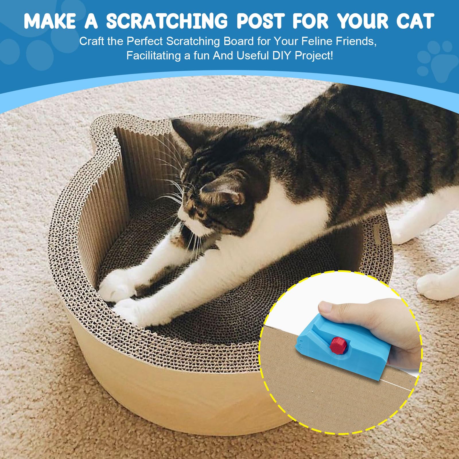 Lzslamp Cardboard Cutter For Cat Scratchers, Handheld Cardboard Cutter Tool Handmade Diy Cardboard Strip Cutter For Cat Lovers -