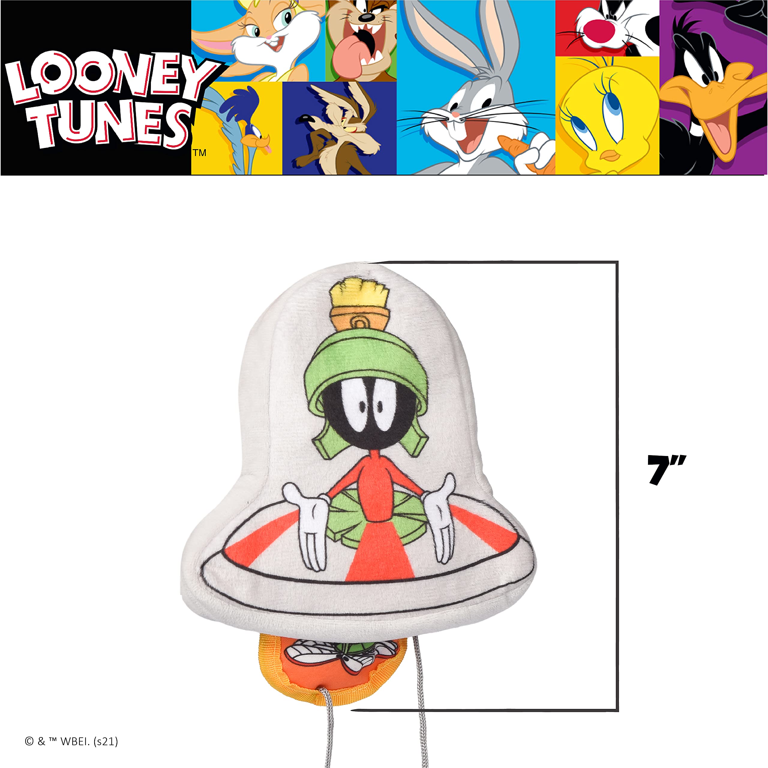 Looney Tunes Marvin The Martian Burrow Plush Dog Toy - 6 Inch, Fun Hide and Seek Toy for All Dogs, Officially Licensed Warner Bros