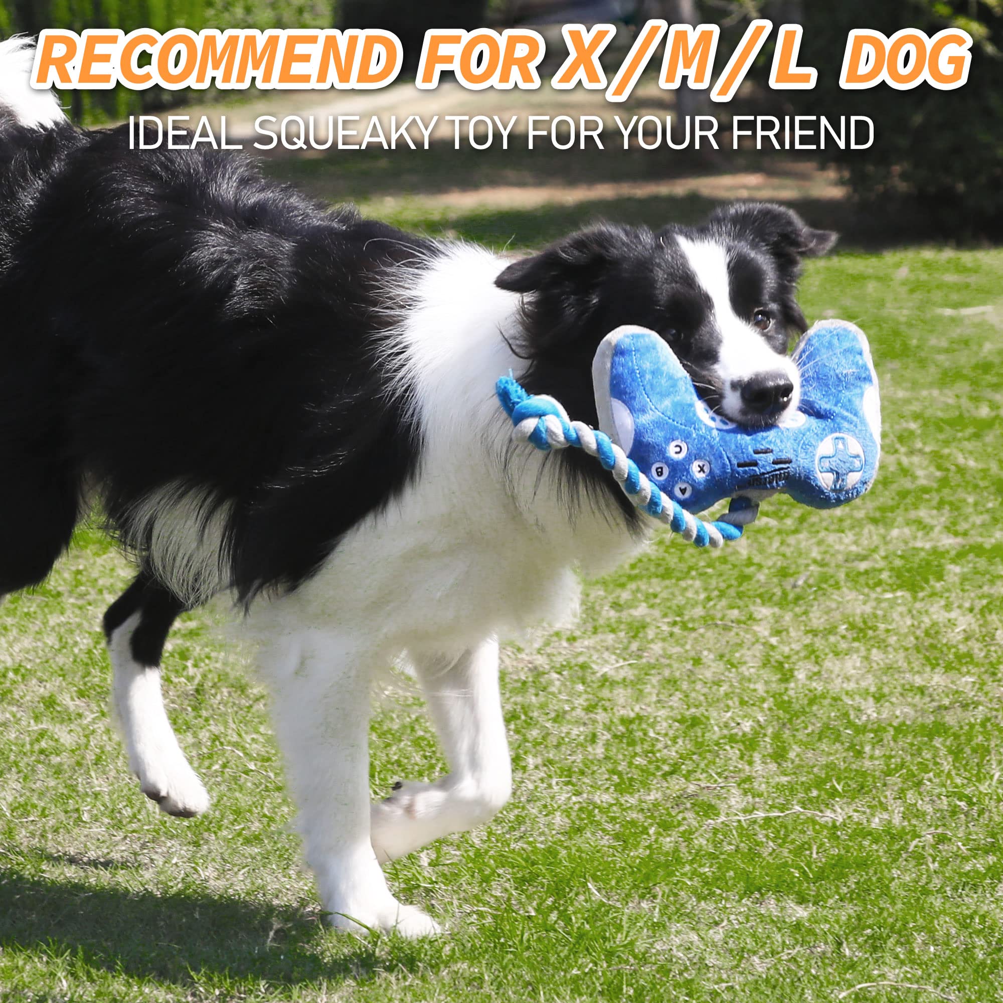 Mtersn Cute Squeaky Dog Toys : Blue Game Controller Plush Dog Toy And Funny Puppy Chew Toys With Full Crinkle Paper - Cool Dog Birthday Toys For Small, Medium And Large Dogs