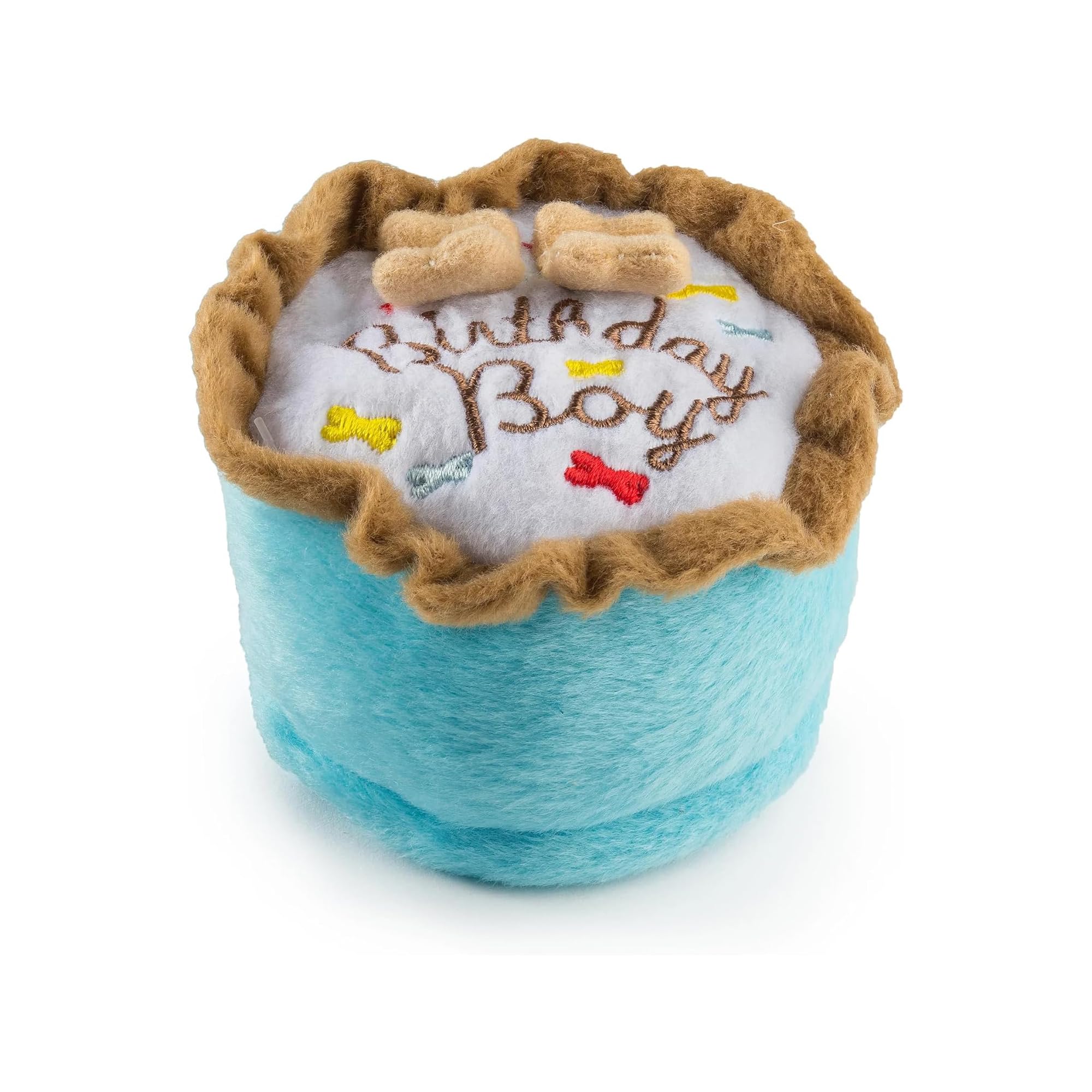 Haute Diggity Dog Birthday Boy Cake, Plush Designer Dog Toys with Interactive Squeaker, Stimulating Pet Enrichment, Machine-Wash