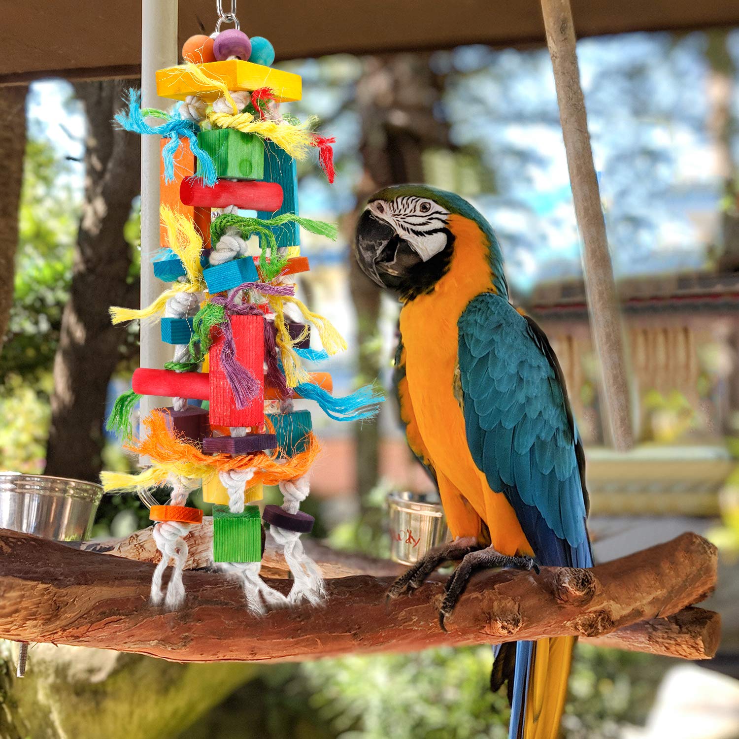Crmada Bird Toys, Parrot Chewing Toy, Multicolored Wooden Blocks Tearing Toys For African Grey Cockatiel Cockatoo And Medium Parrot