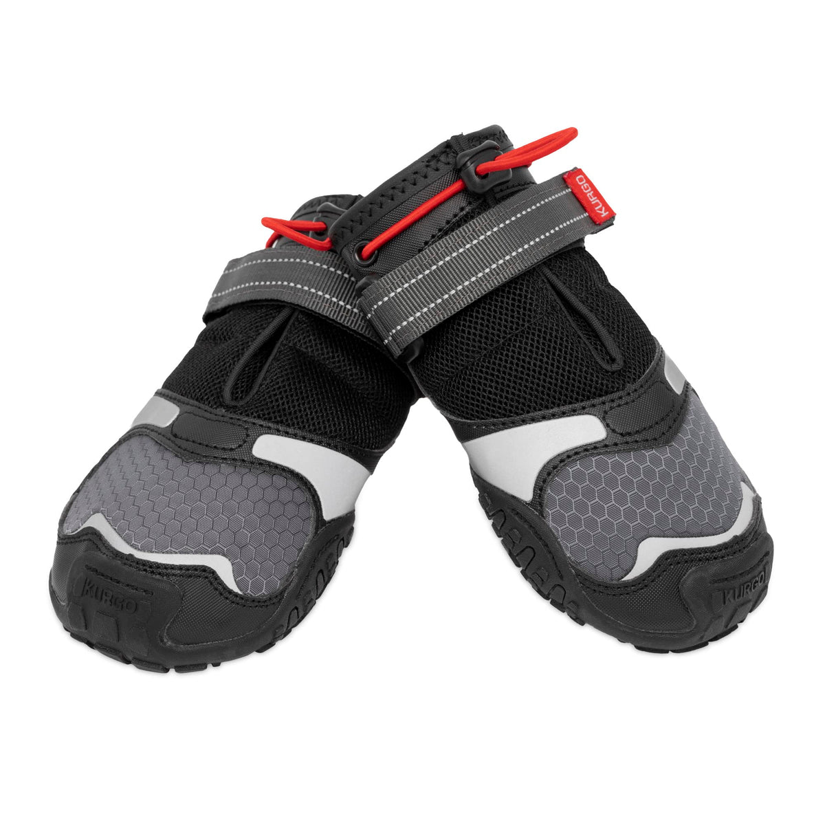 Kurgo Blaze Cross Dog Shoes - Winter Boots For Dogs, All Season Paw Protectors - For Hot Pavement And Snow - Water Resistant, Reflective, No Slip - Includes 2 Shoes - Chili Red/Black - Xs