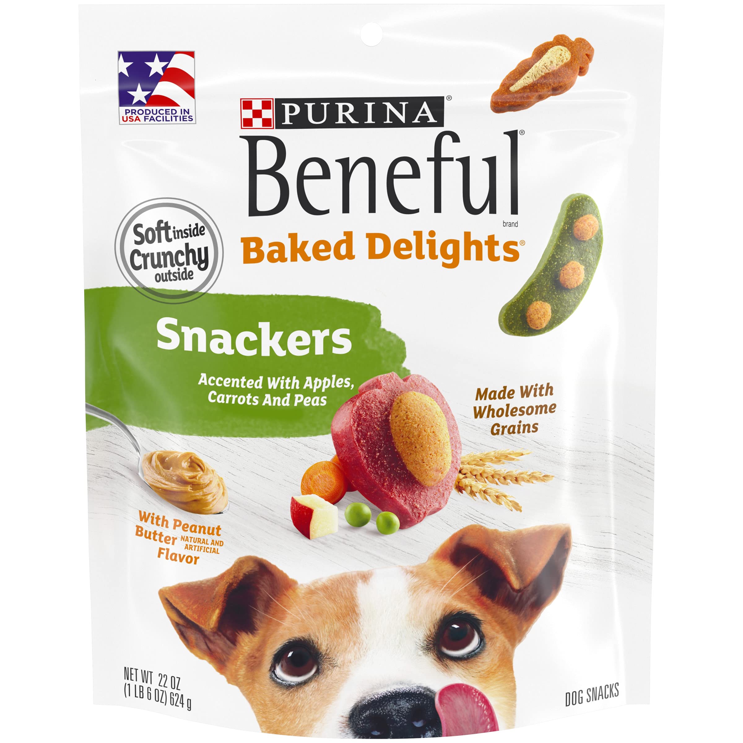 Purina Beneful Made in USA Facilities Dog Training Treats, Baked Delights Snackers  22 oz. Pouch