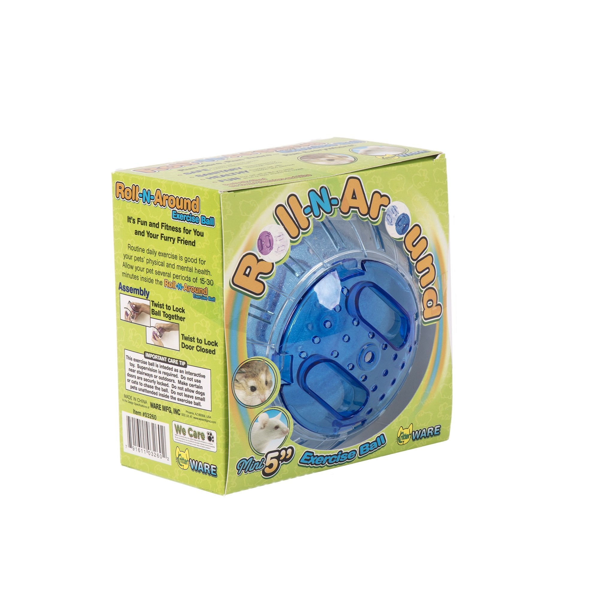 Ware Manufacturing Roll-N-Around Small Pet Rolling Ball Toy, Mini