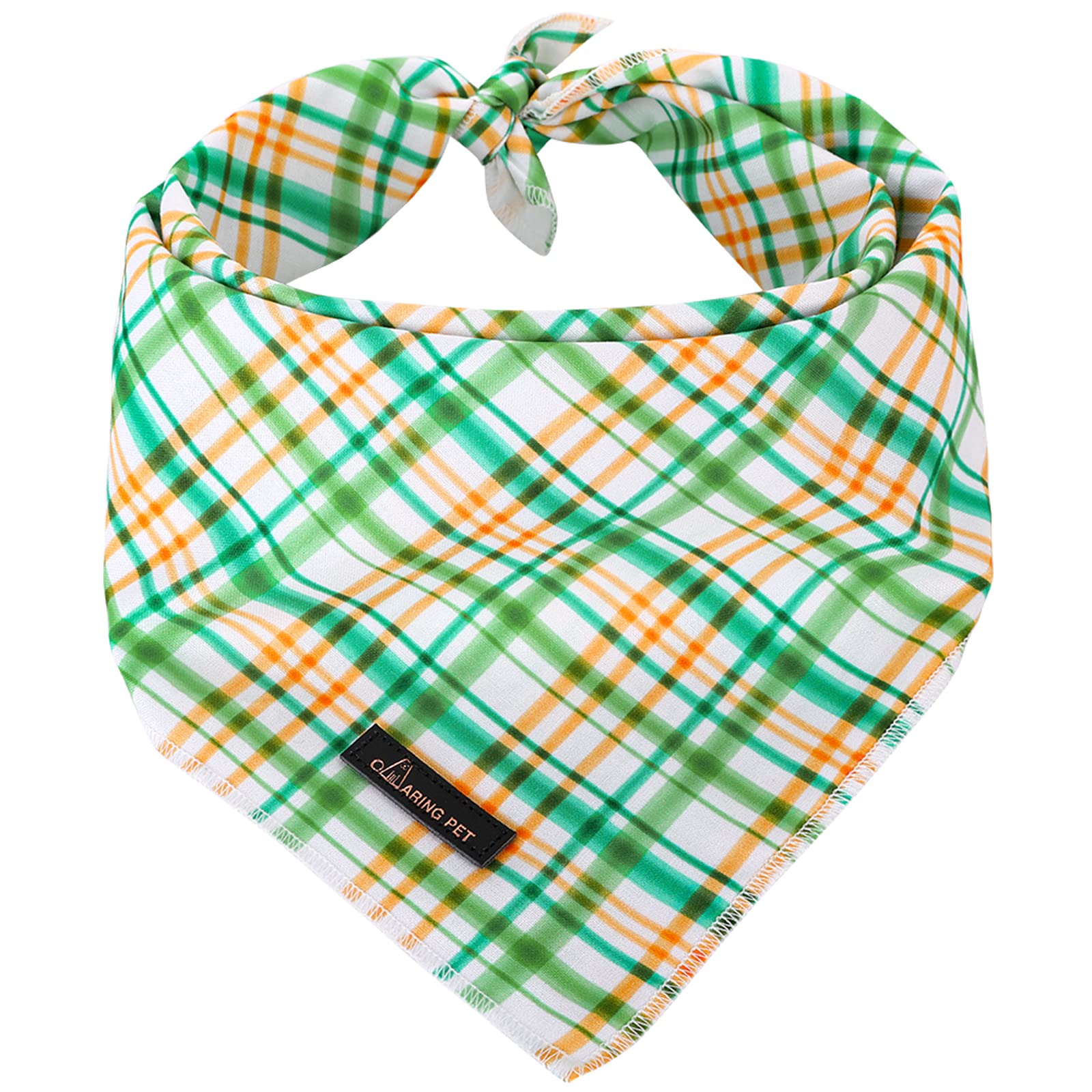 Aring Pet Dog Bandana - Cotton Green Plaid Triangle Bibs Scarf For Small To Large Boy & Girl Dogs And Cats