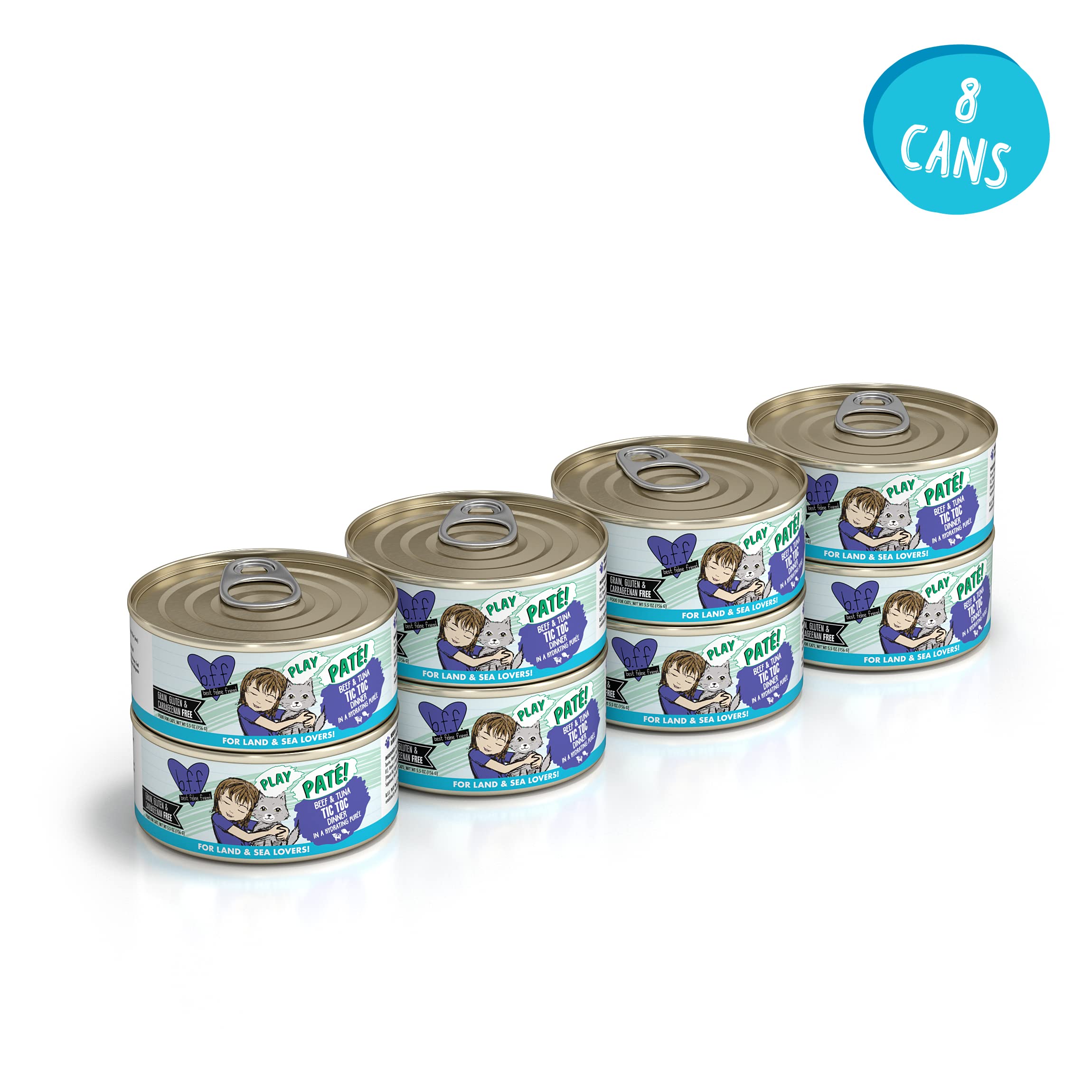 Weruva B.F.F. Play - Best Feline Friend Pat   Lovers, Aw Yeah!, Beef & Tuna Tic TOC with Beef & Tuna, 5.5oz Can (Pack of 8)