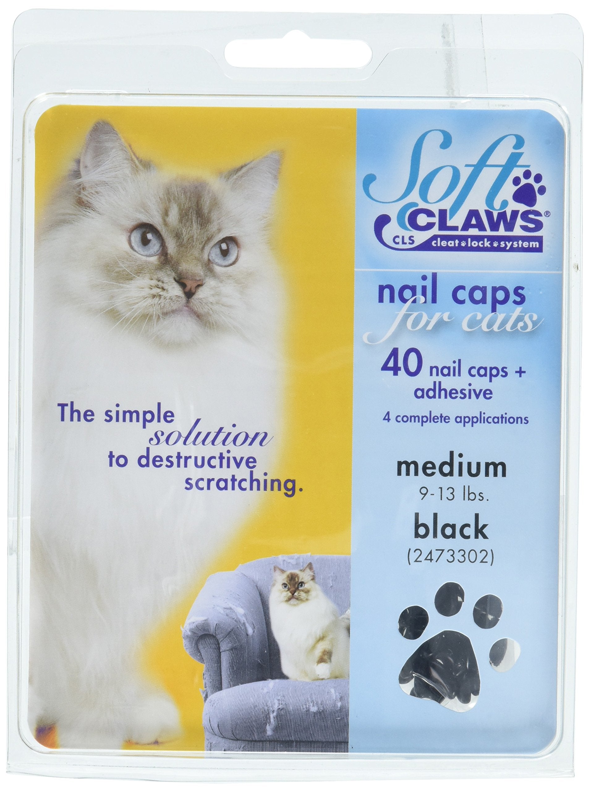 Soft Claws Safe Scratch-Free Solution For Cats - Cls (Cleat Lock System), Size: Medium, Color: Black