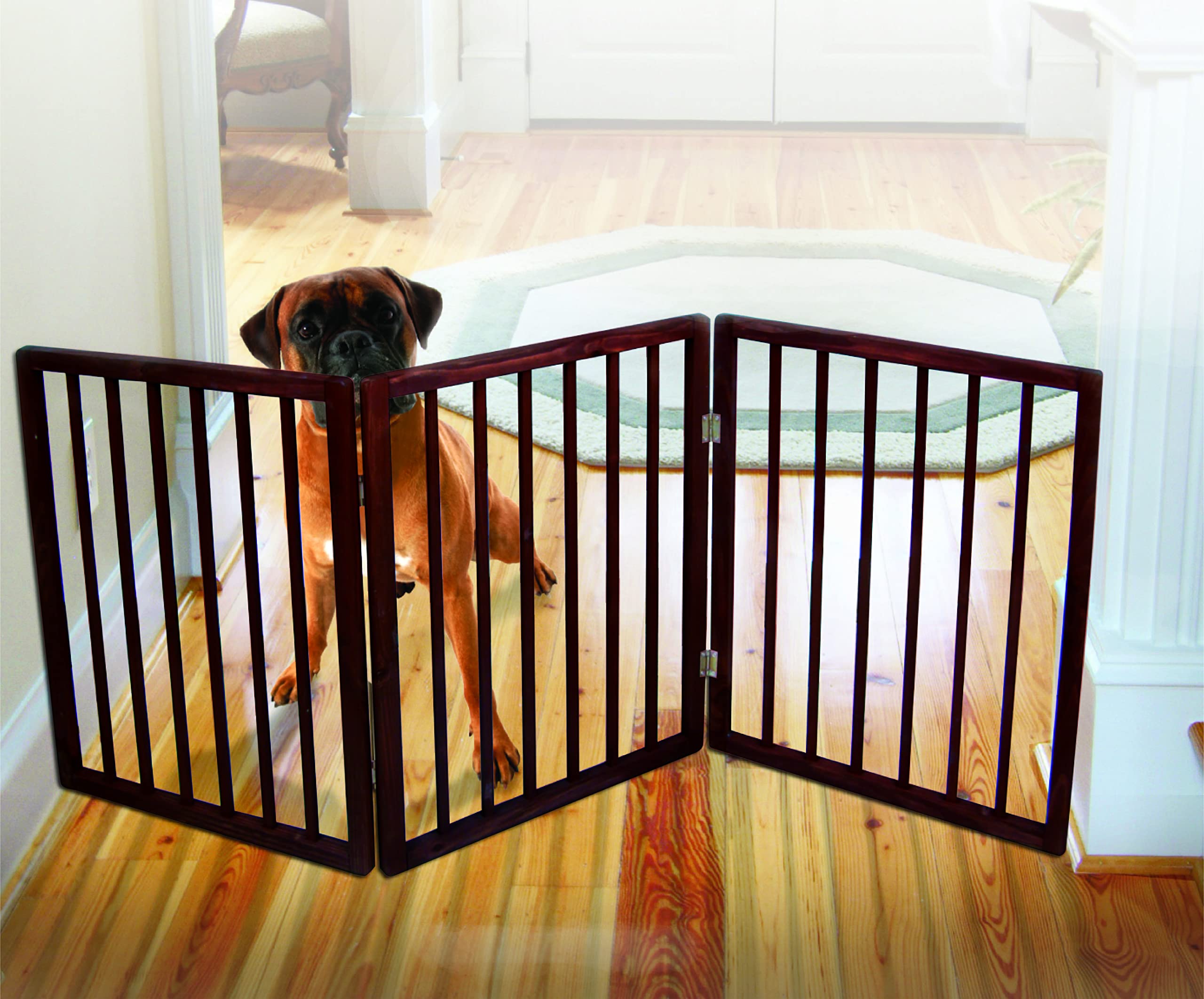 Pet Parade Folding Pet Gate, Brown, Extra Wide