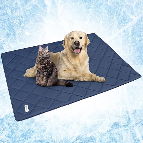 Petami Premium Cooling Dog Blanket | Lightweight Fluffy Pet Throw Blanket Bed Cover For Dogs, Cat, Puppies | Pet Blanket Furniture Protector Couch Sofa | Reversible Fuzzy Cozy | 90X90, Navy Blue