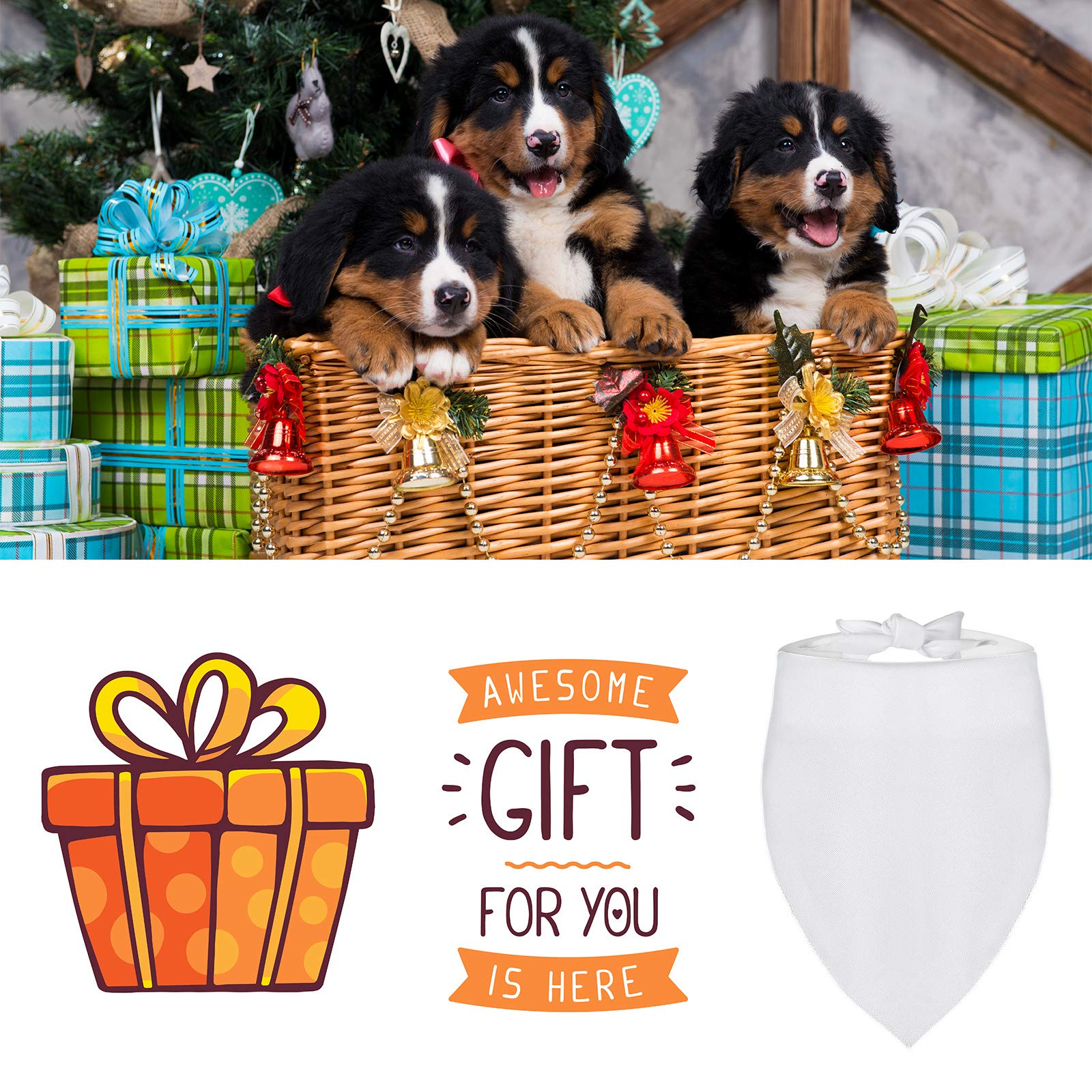 24 Pieces Sublimation Blank Dog Bandanas Solid White Diy Pet Bandanas Triangle Scarf Polyester Pet Heat Transfer Triangle Bibs Kerchief Accessories For Dogs Puppy Cats