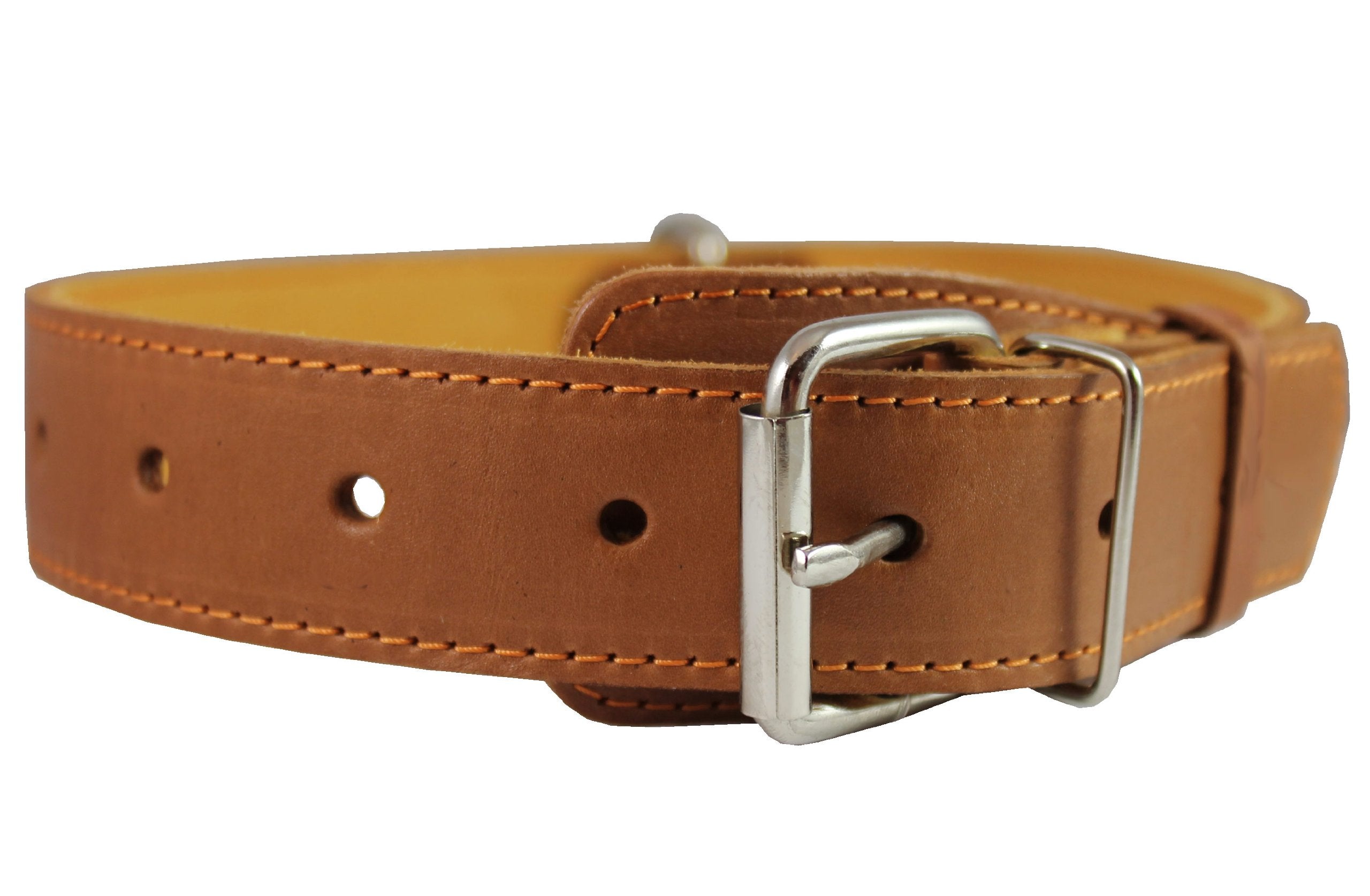Genuine Leather Collar For Large And Xlarge Dogs 20'-25' Neck Size, 1.5' Wide, Brown.