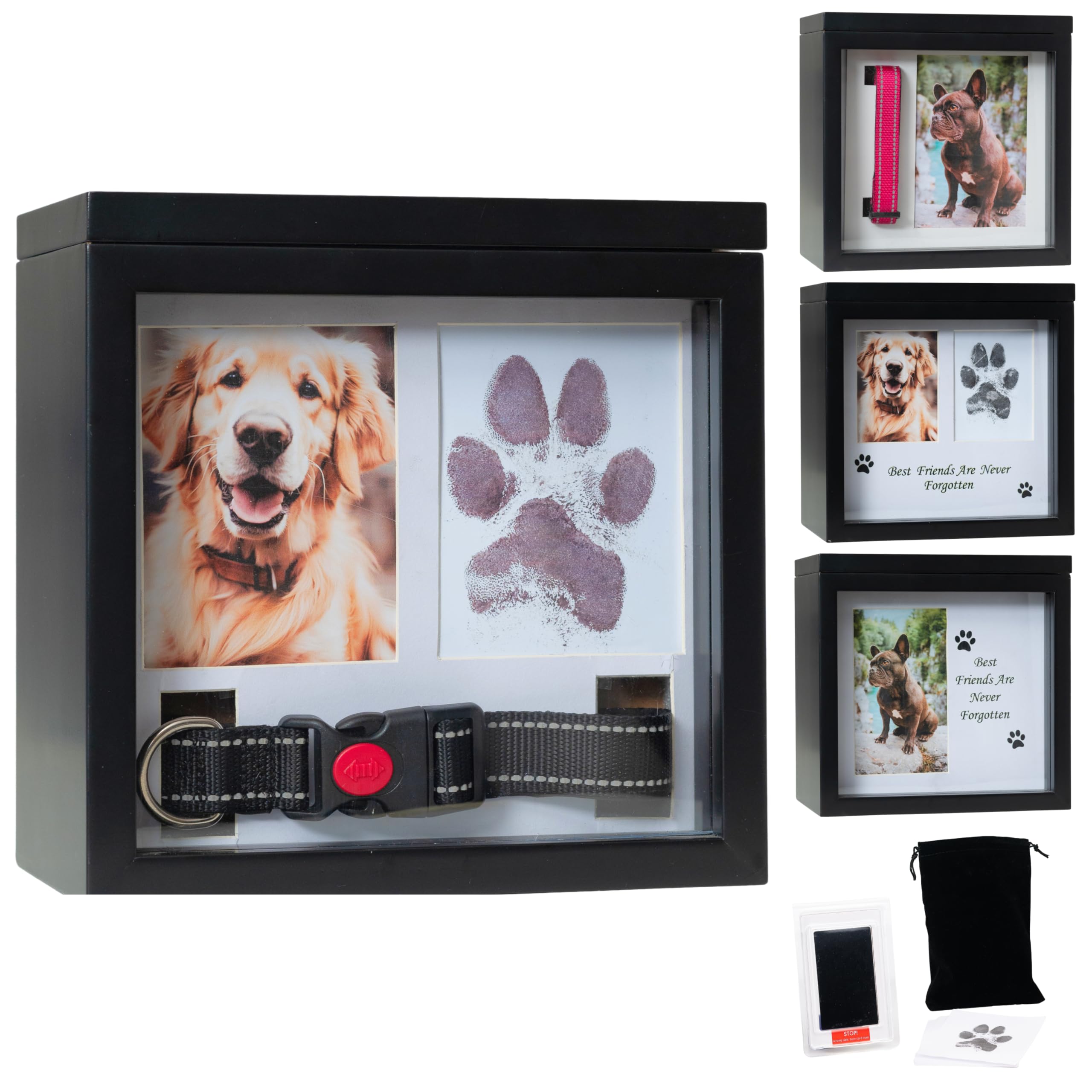Otterpets Dog Urn For Ashes, 4 Customizable Displays With Paw Print Ink Kit, 8.5X8.5X5.8 Pet Urn For Dog Ashes, Pet Cremation Bo