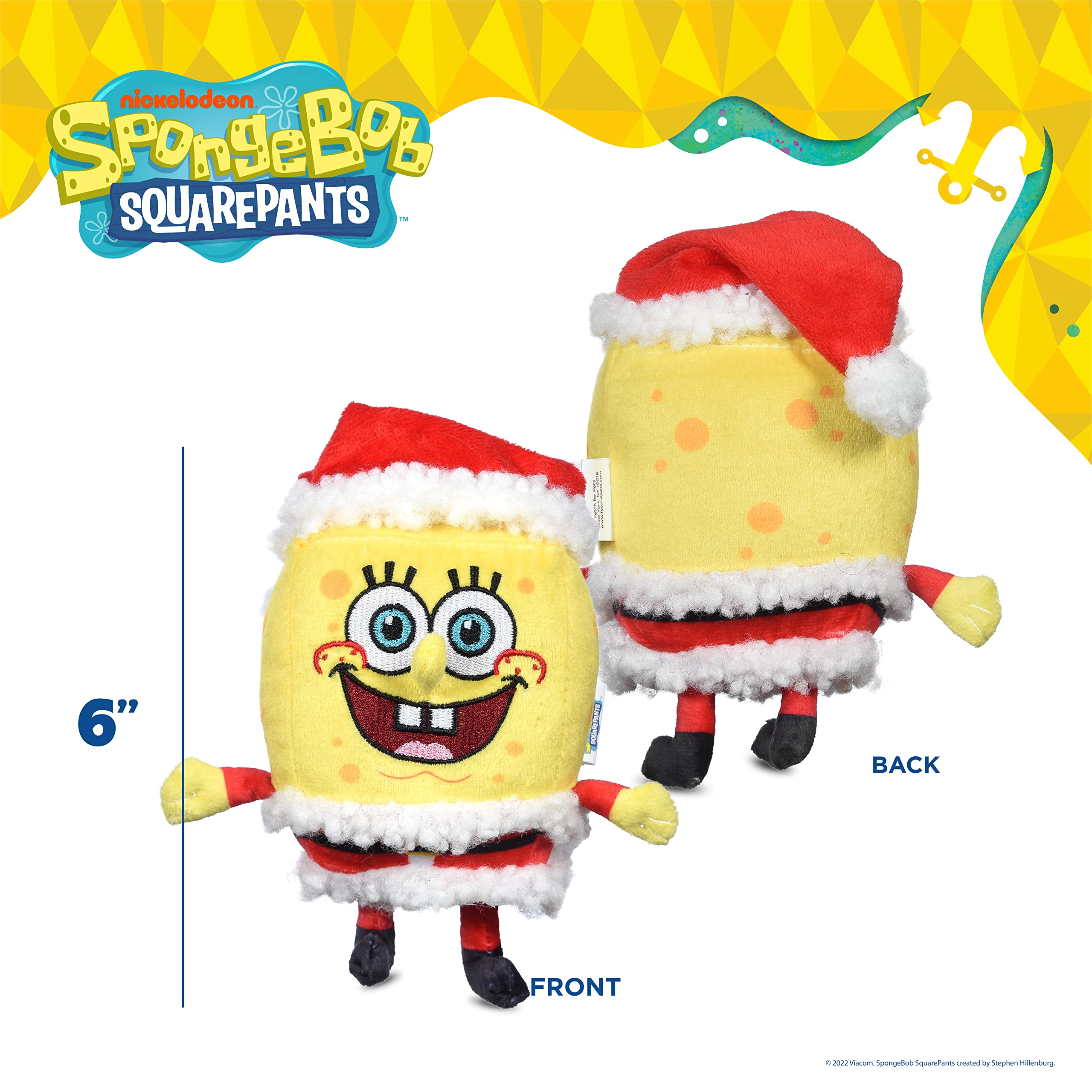 Spongebob Squarepants For Pets Holiday 6” Figure Plush Dog Toys With Squeaker | Dog Toys For Spongebob Fans | Squeaky Dog Toys, Spongebob Santa Toy, Dog Plush Toy