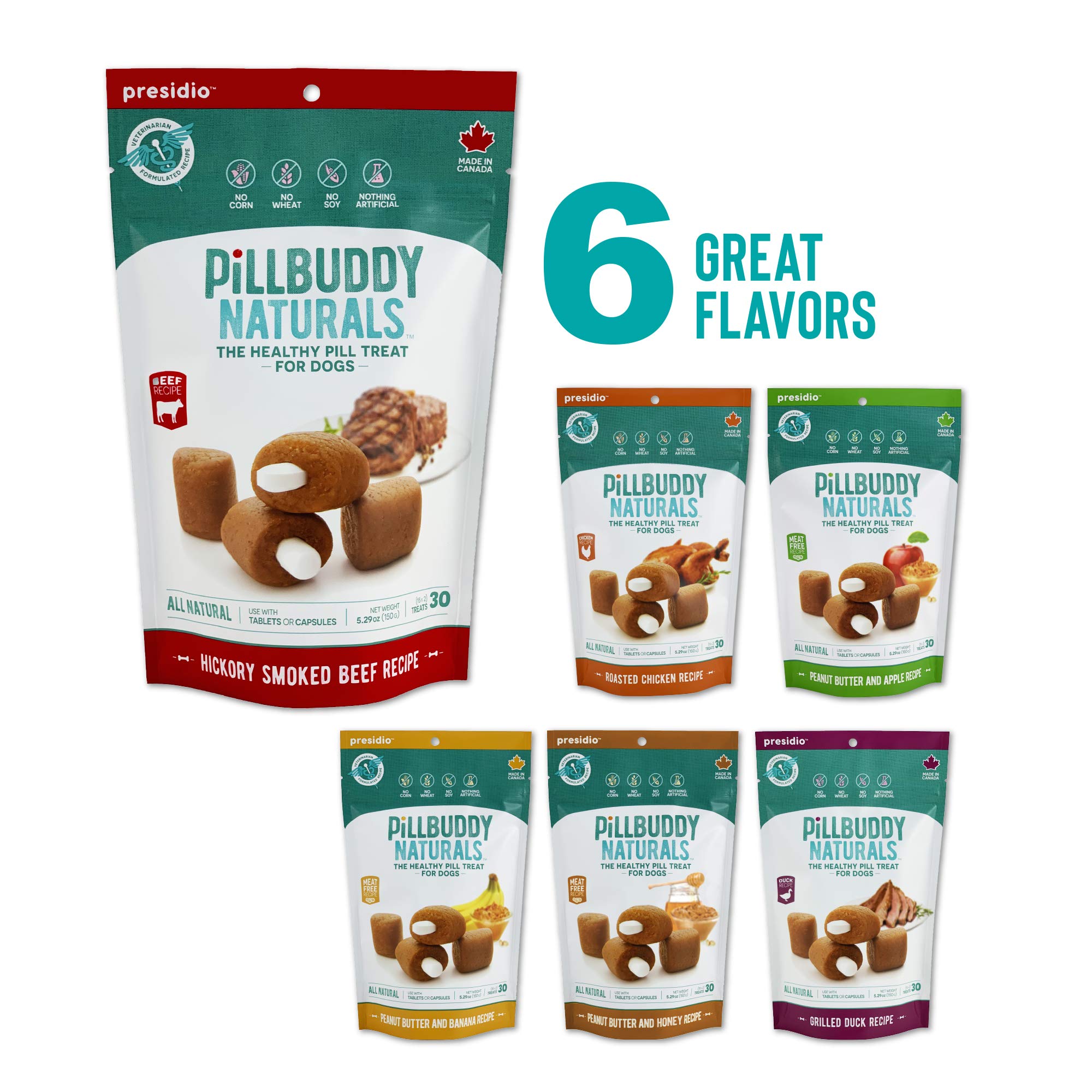 Presidio Pill Buddy Naturals - Beef Recipe Pill Hiding Treats for Dogs - Make A Perfect Pill Concealing Pocket Or Pouch for Any