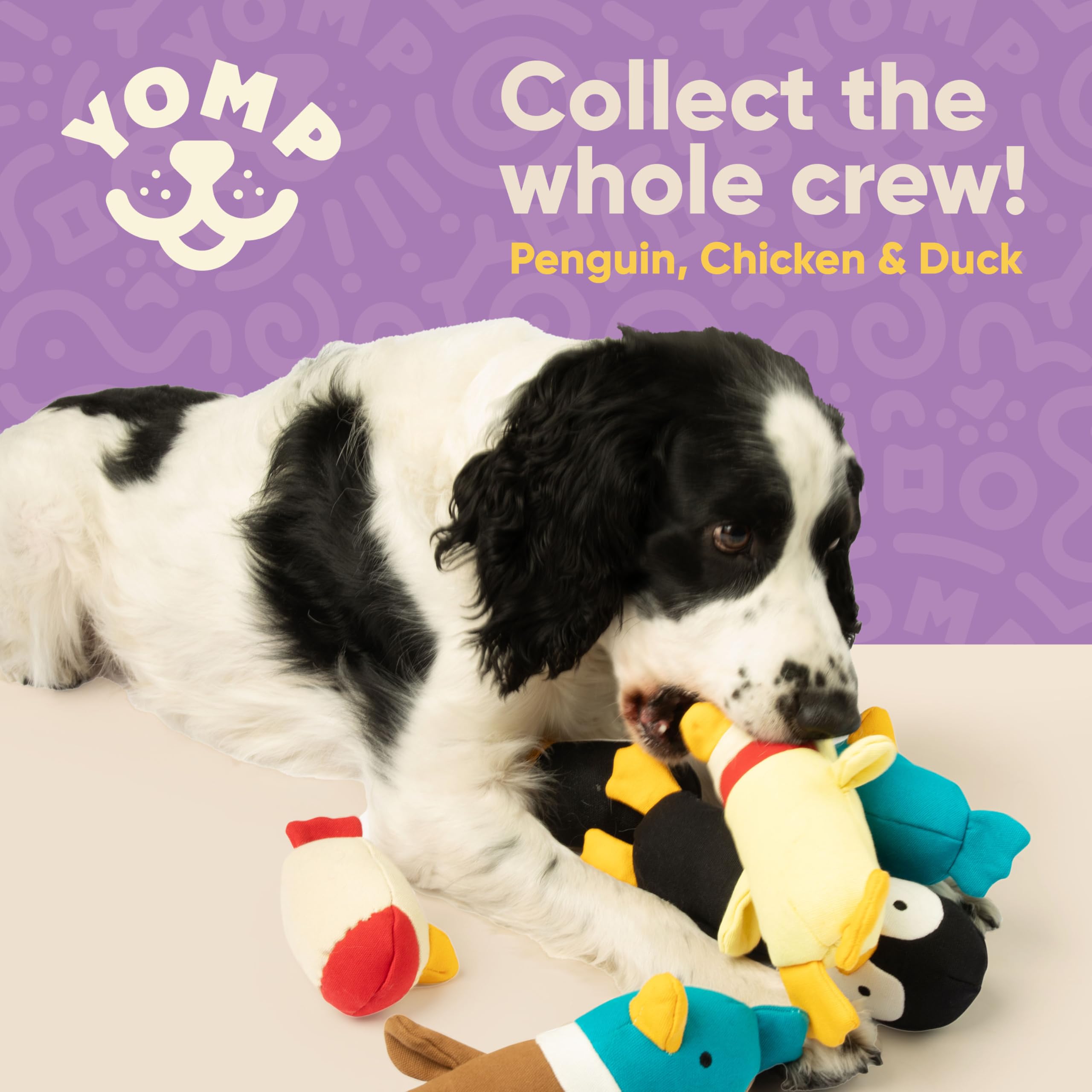 Yomp Penguin Dog Toy - Durable Plush Chew Toy With Natural Canvas And Crinkle Paper - Interactive Stuffed Animal For Dogs (2-Pc