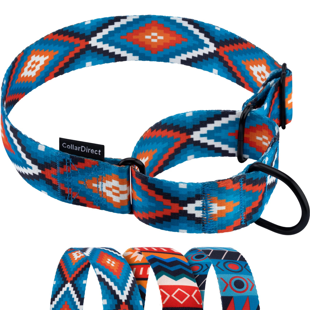 Collardirect Martingale Dog Collar Nylon Safety Training Tribal Pattern Adjustable Heavy Duty Collars For Dogs Medium Large (Pattern 3, Large, Neck Size 15'-20')