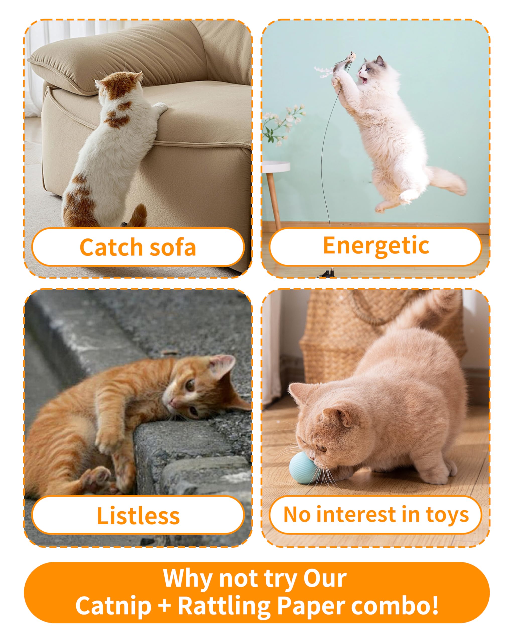 Pet Show 8 Pack Cat Kicker Toys With Catnip Crinkle Sound Toys For Indoor Cats Colorful Stuffed Kitten Paw Shape Natural Interac