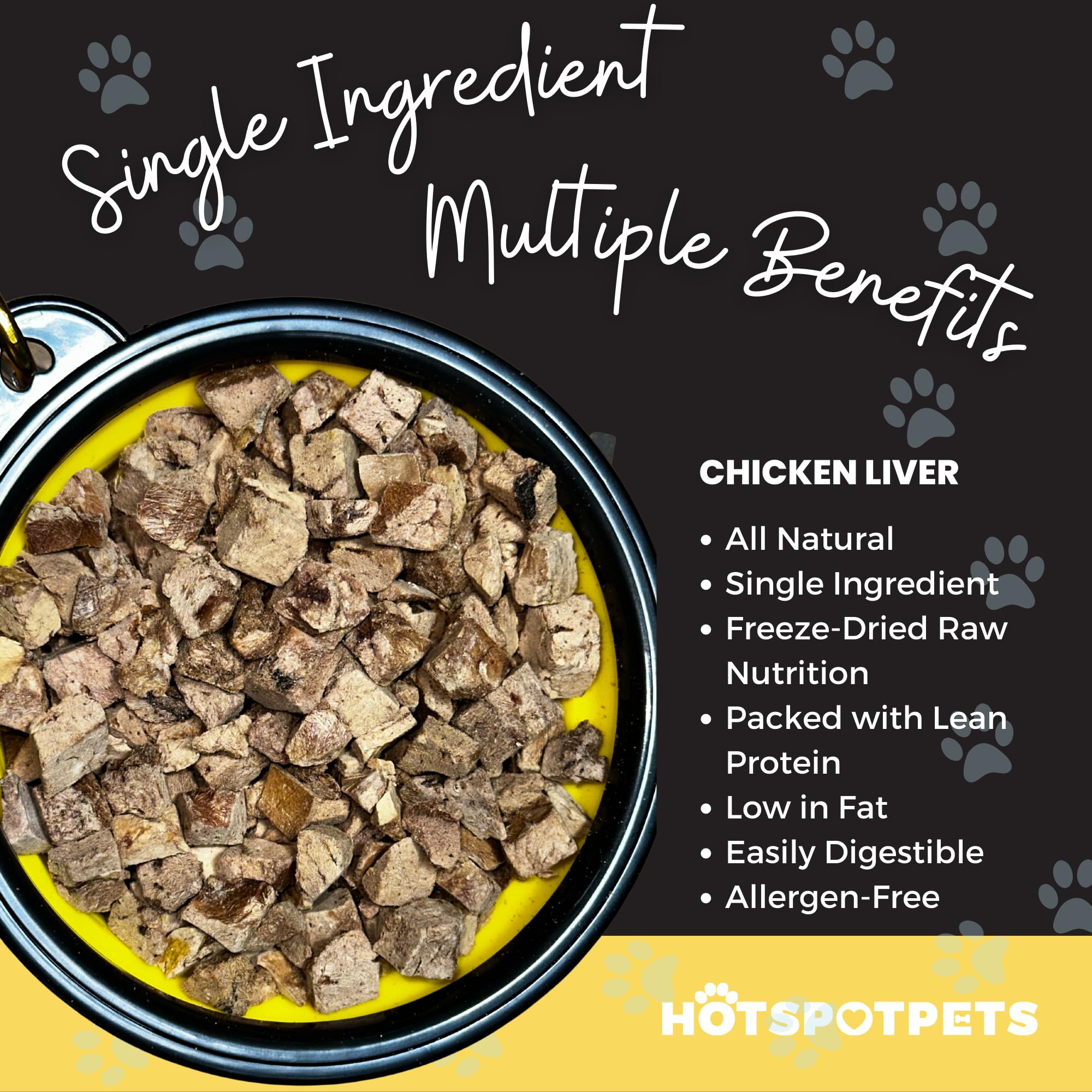 hotspot pets Freeze Dried Chicken Liver Treats for Cats & Dogs -1LB Big Bag- Single Ingredient All Natural Grain-Free - Perfect