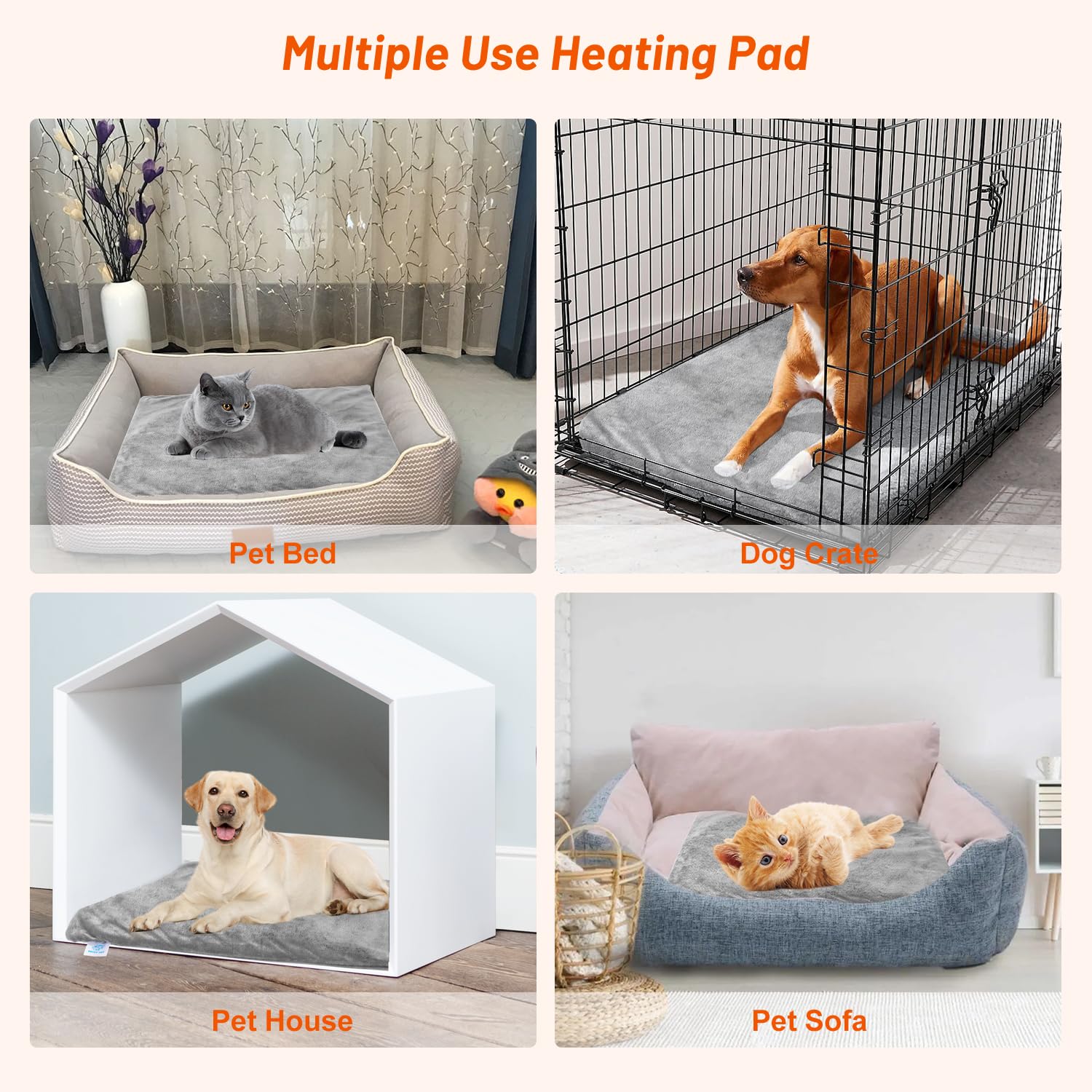 Heated Cat Bed For Indoor Cats, Electric Pet Heating Pad For Dogs Cats With Timer, 9 Level Temperature Cat Heating Pad Waterproo