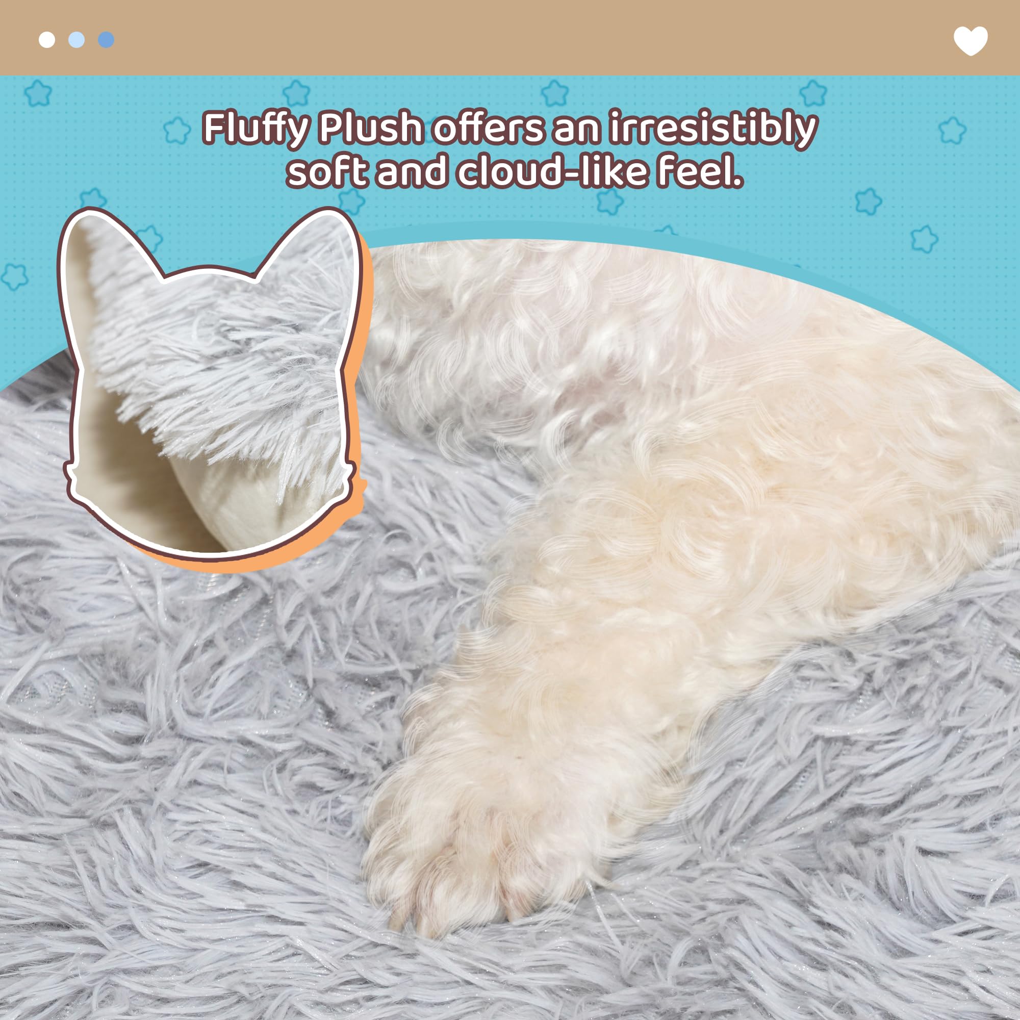 Inflatefly Dog Bed Washable Pet Bed With Waterproof Air Mattress (Fluffy Plush, L-41.3X29.5X4.7In)