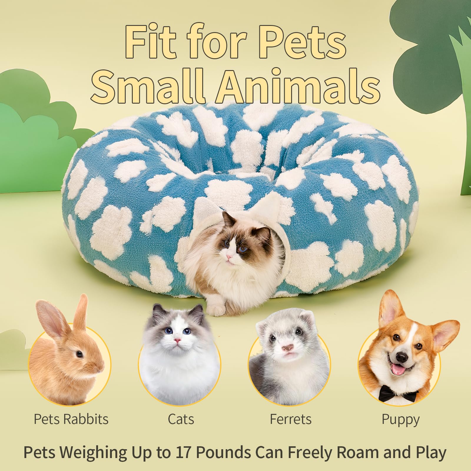 Pesen Cat Tunnel Bed With Soft Cushion, Cat Toys For Indoor Cats Enhance Bonding Between Pets And Owners, Encourage Exploration,