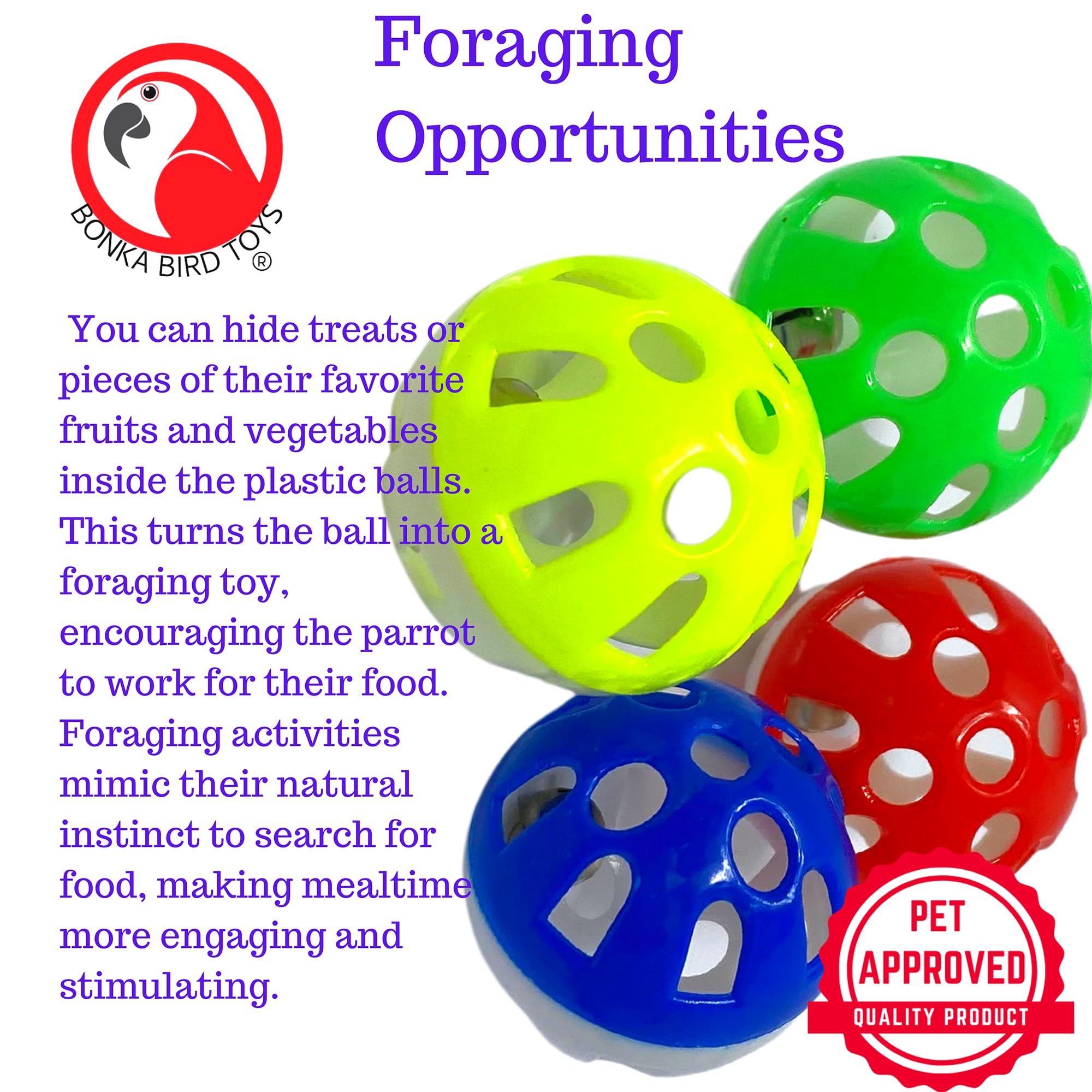 Bonka Bird Toys 35036 Pk4 Jingle Balls Foot Talon Parrot Cage Toys, Parrotlet, Budgie, Quaker, Cockatiel, Parakeet, Cat, Kitten, And Similar