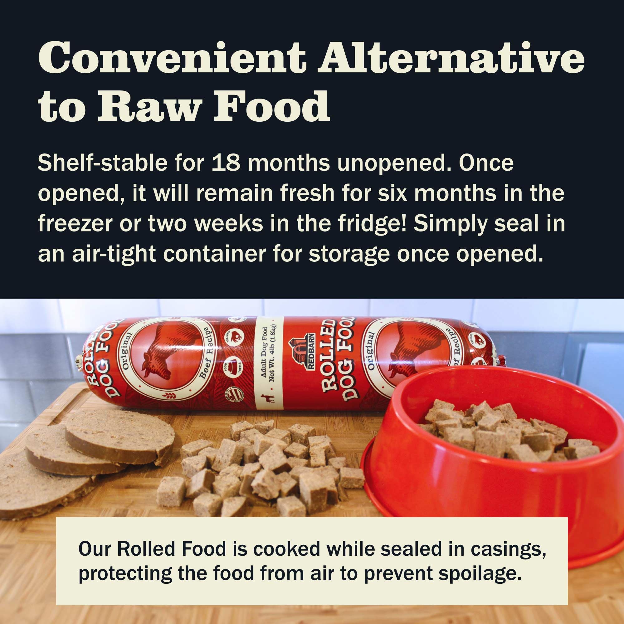 Redbarn Pet Products Premium Rolled Dog Food, Semi-Moist, Beef Recipe - High Protein Full Feed, Topper, Training Treat, or Pill