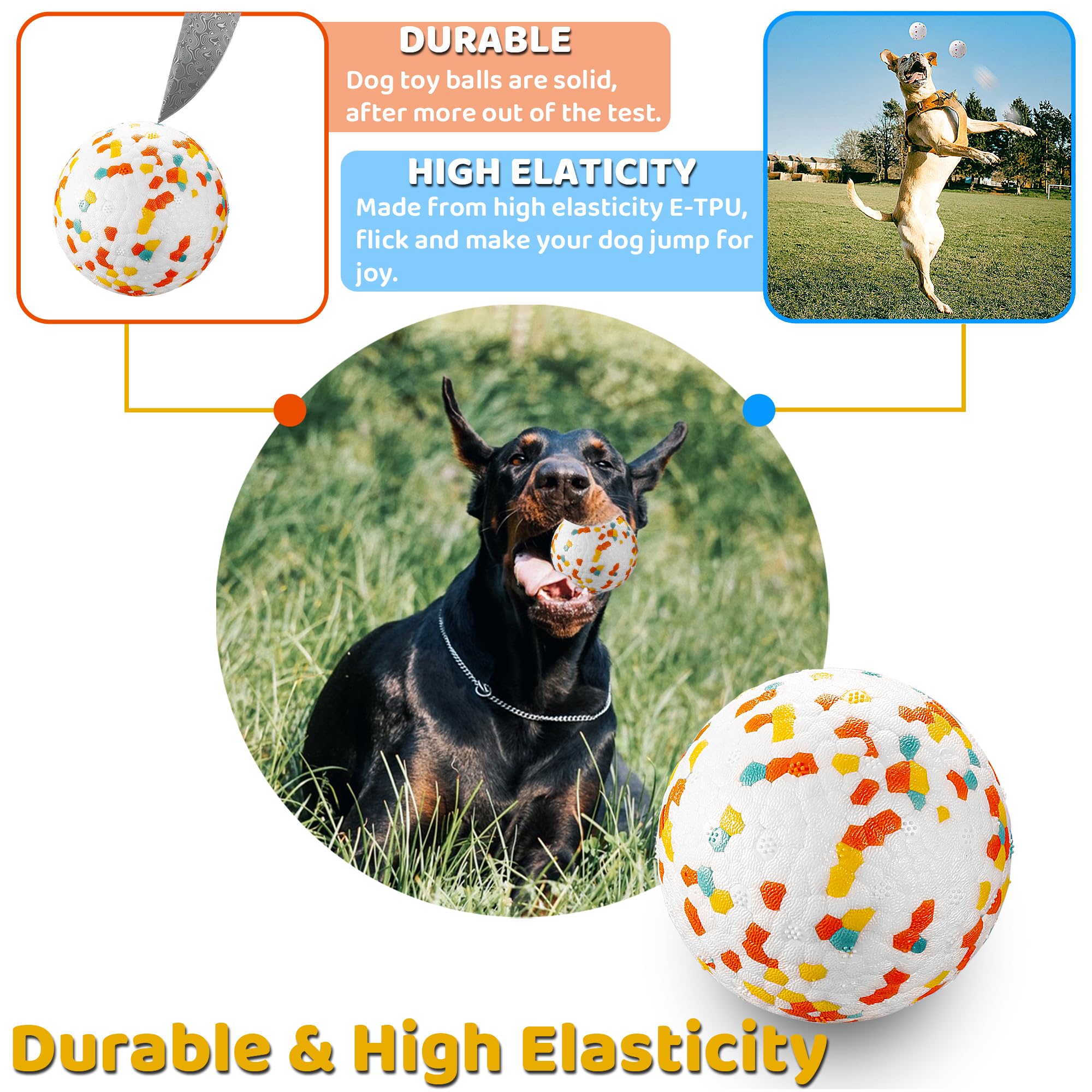 Jerock Dog Balls, Indestructible Dog Toy Ball For Aggressive Chewers, Durable High Elasticity Interactive Ball For Training Dog Catch And Fetch, Large Medium Small Dog And Puppies(2.5In, 2Pcs)
