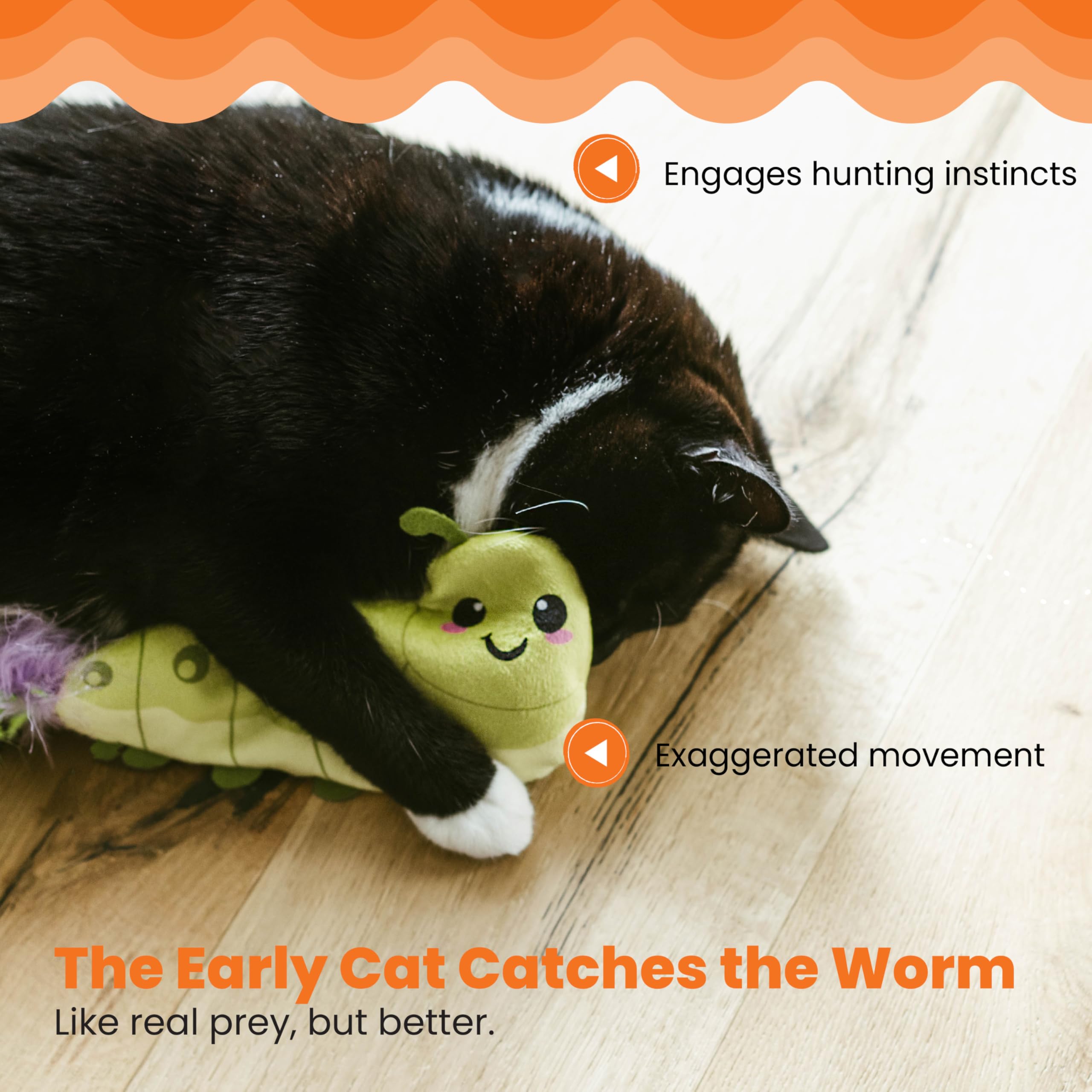 Catstages Wiggle Worm Flopping Toy Electronic Flopping Cat Toy Moving Wiggle Toy, Green