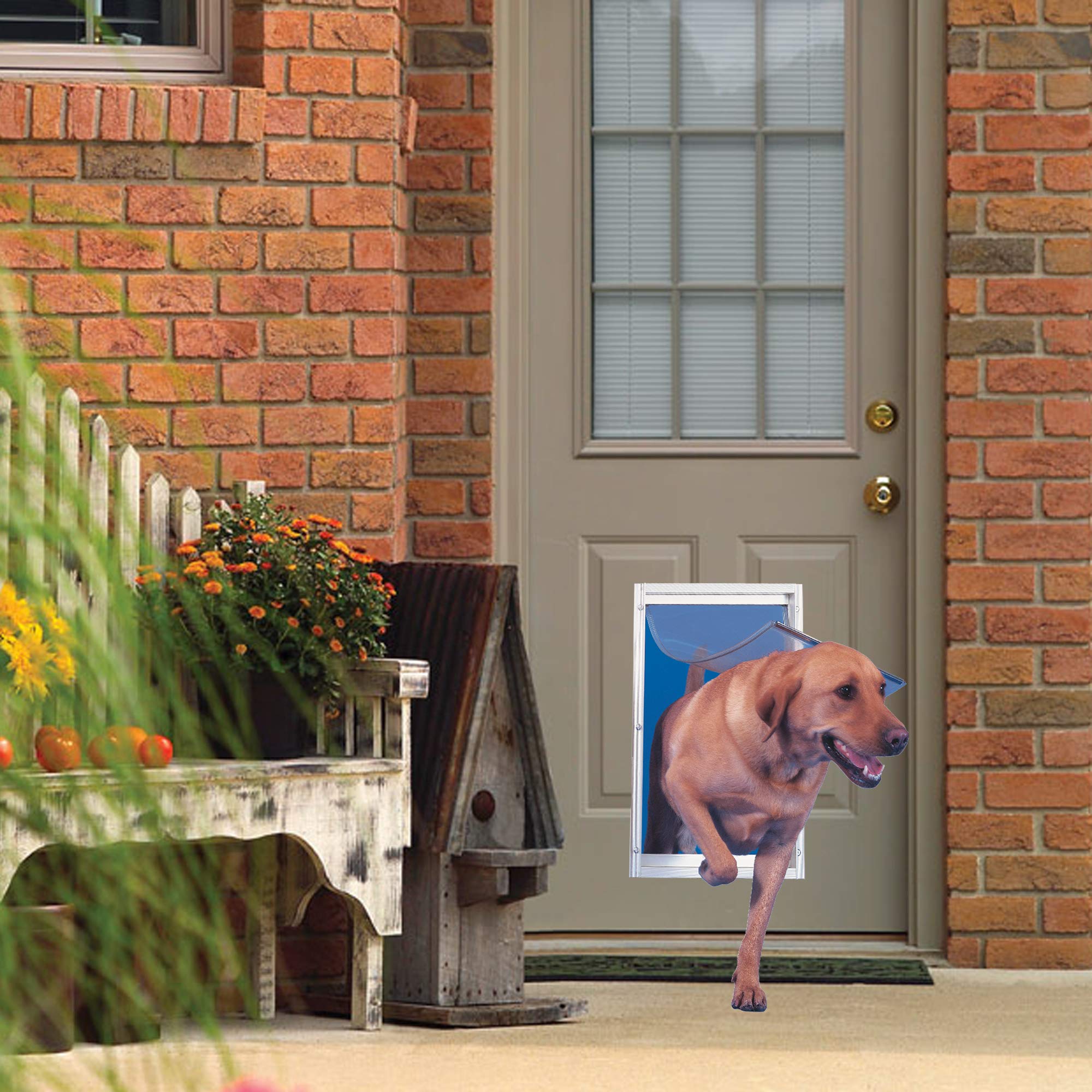 Ideal Pet Products Deluxe Aluminum Pet Door With Telescoping Frame, Extra Large, 10.5' X 15' Flap Size, White