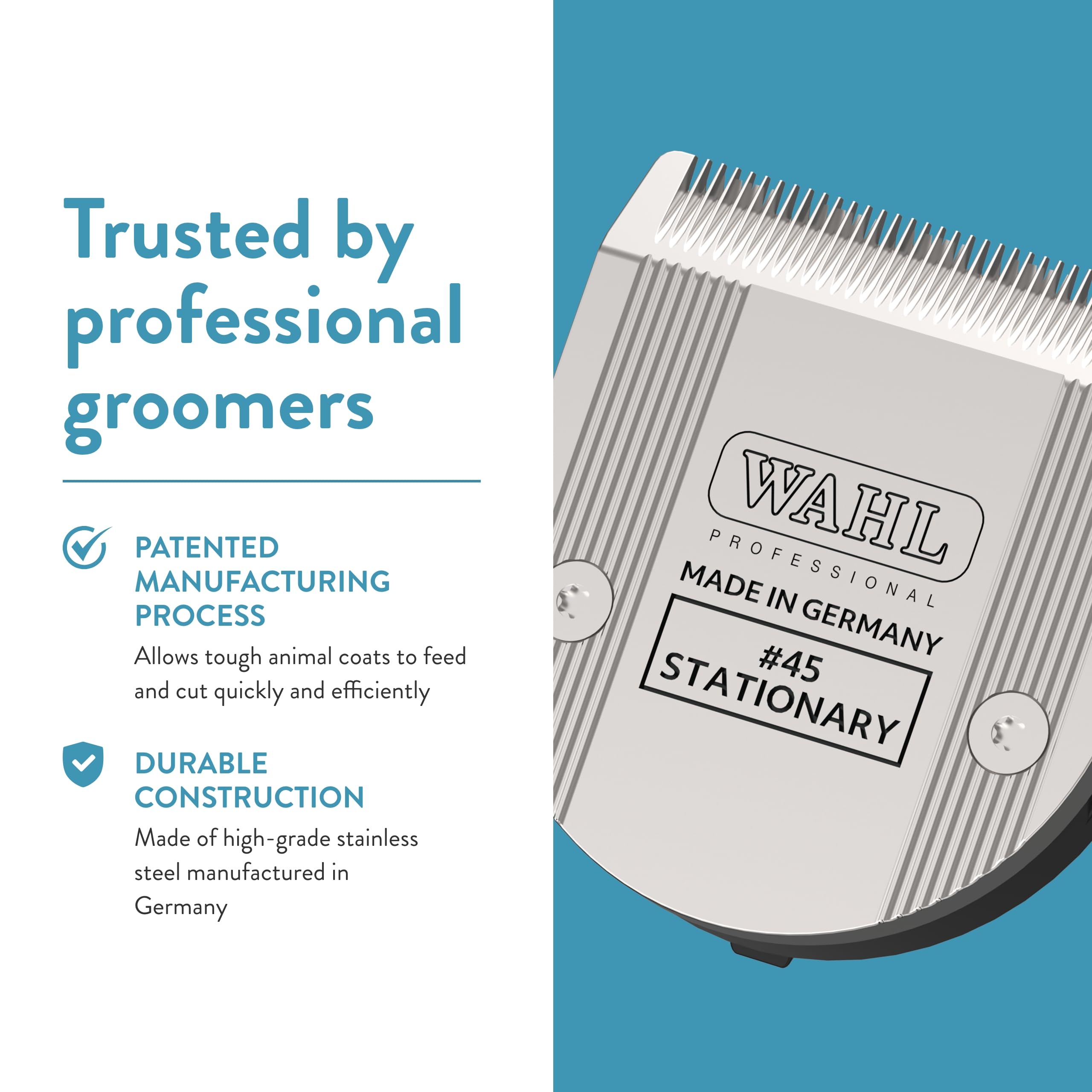 Wahl Professional Animal #45 Non-Adjustable Blade Arco, 5 Style Groom, Bravura, Chromado, Creativa & Figura 5-In-1 Pet, Dog & Horse Clippers (#41873-7190) Clipper Replacement Blades - Silver