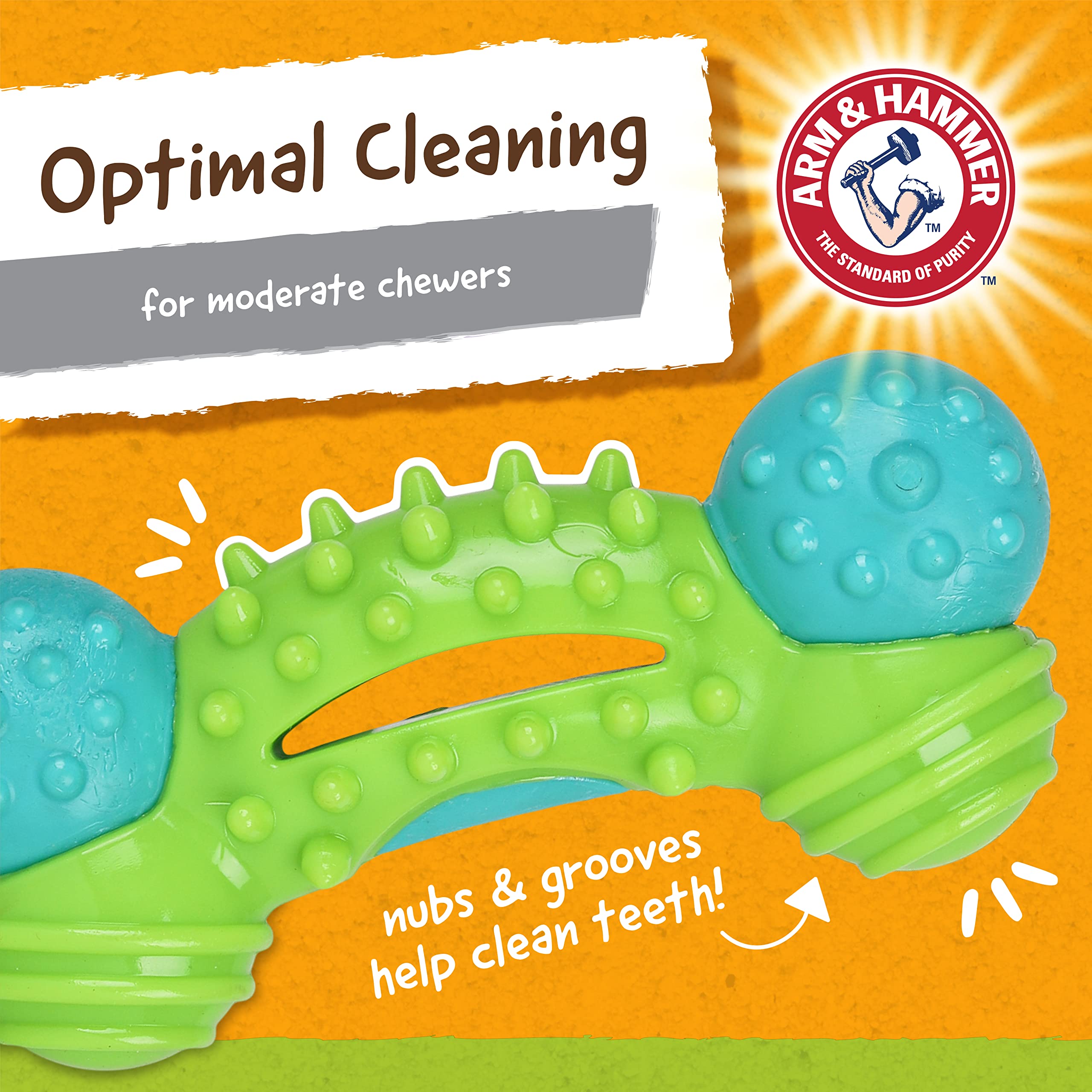 Arm & Hammer for Pets Nubbies Duality Bone Dental Dog Toy| Best Dog Chew Toy for Moderate Chewers | Dog Dental Toy Helps Reduce