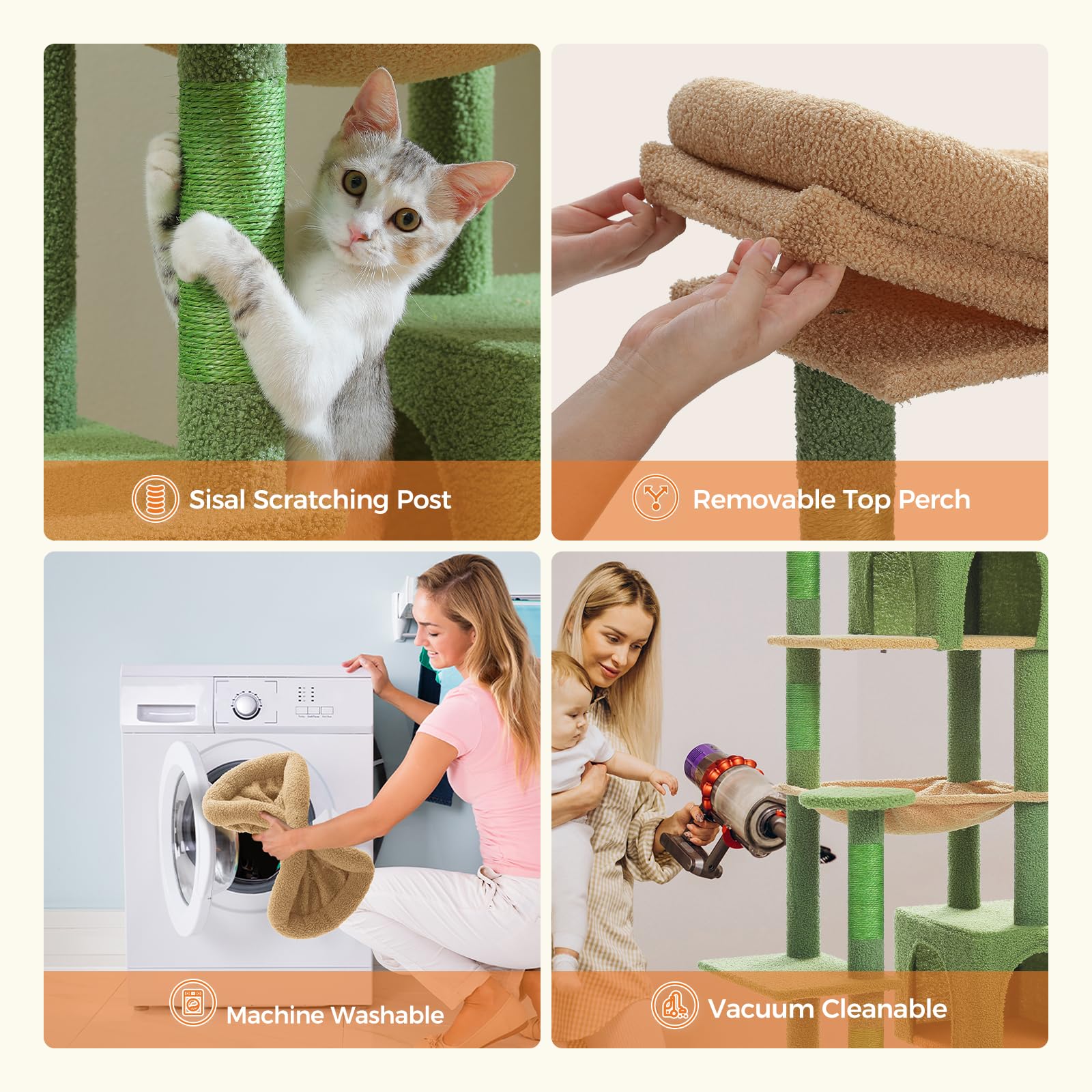 Petepela 69 Tall Cat Tree For Indoor Large Cats, Cat Tower For Adult Cats With Big Hammock, Cat Climbing Tree Tower With Scrat