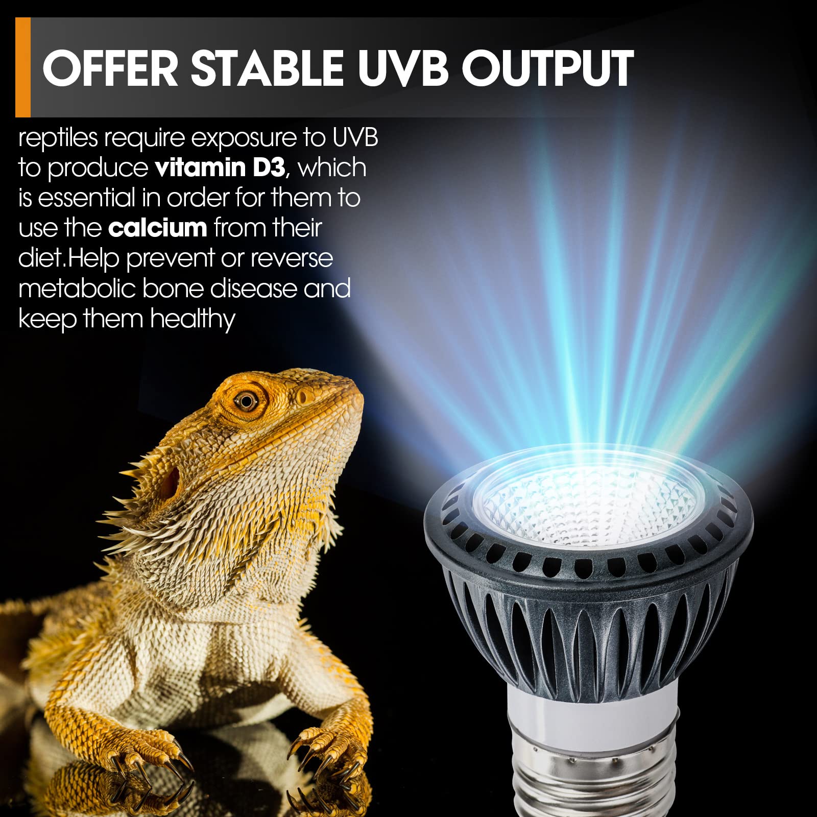 Geekoit Premium High-Intensity Uvb Reptile Light For Optimal Calcium Metabolism,5-Watt 10.0 Desert Uvb Light Ideal For Desert-Dw
