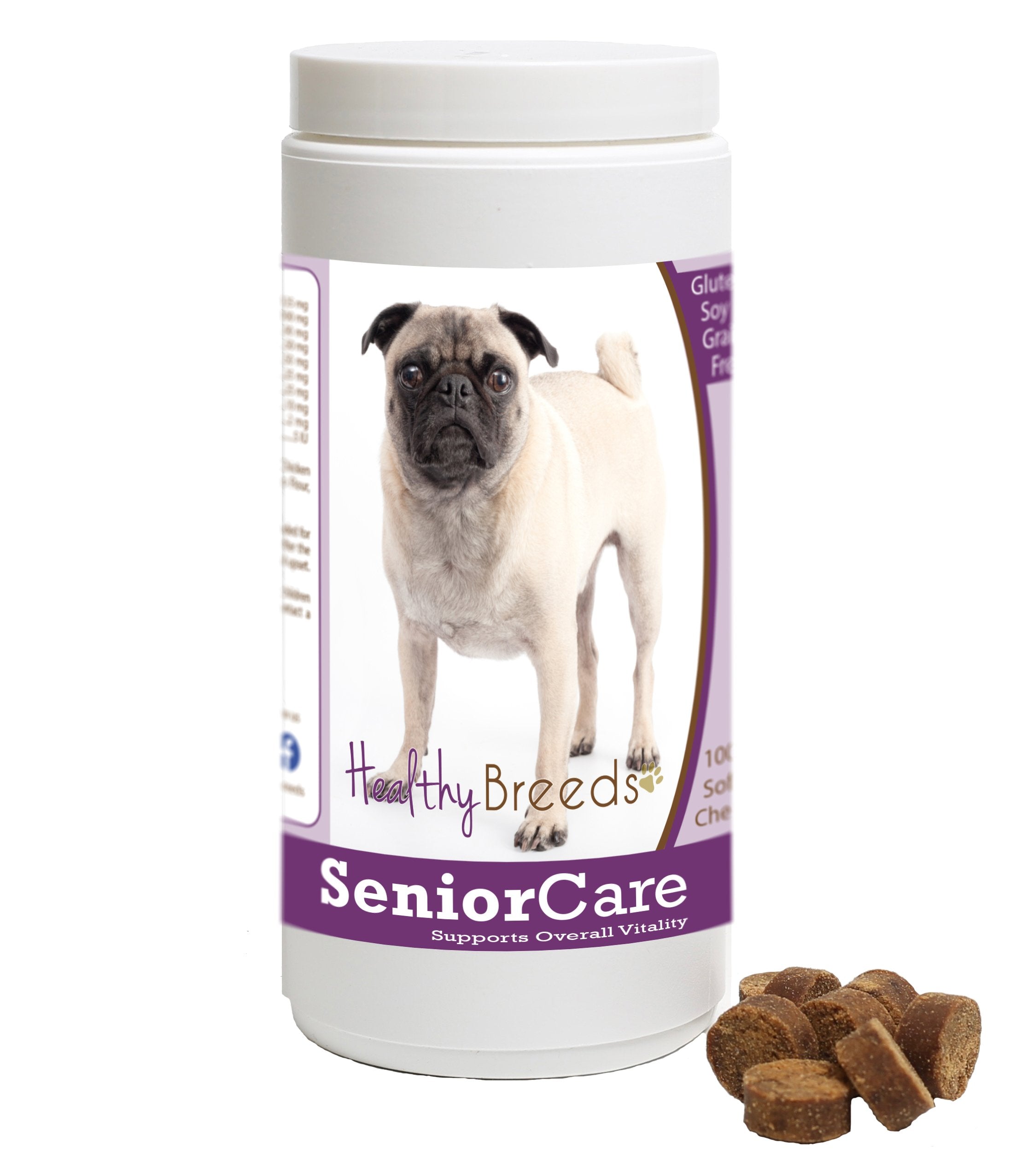 Healthy Breeds Pug Senior Dog Care Soft Chews 100 Count