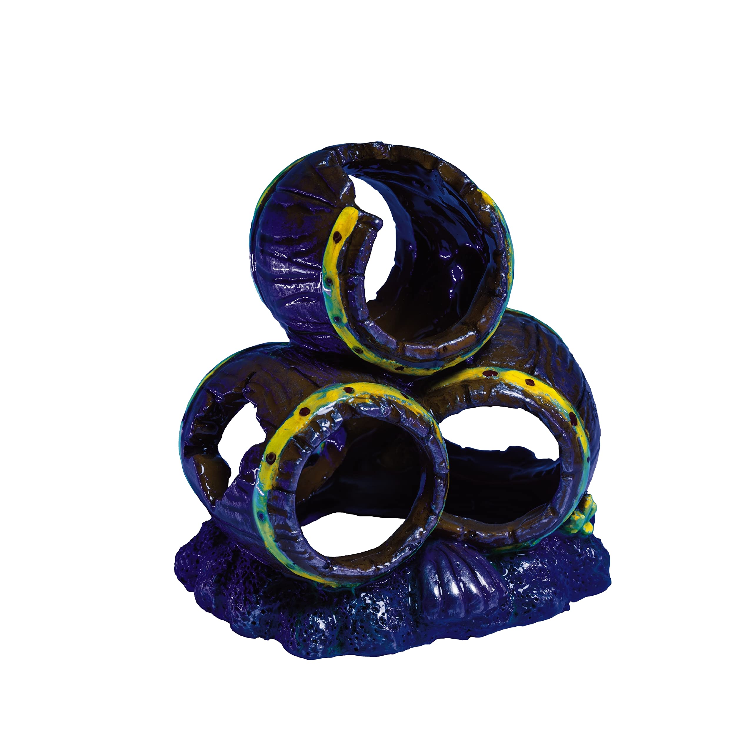 GloFish Barrels Ornament for Aquarium, Large,Blue/Brown