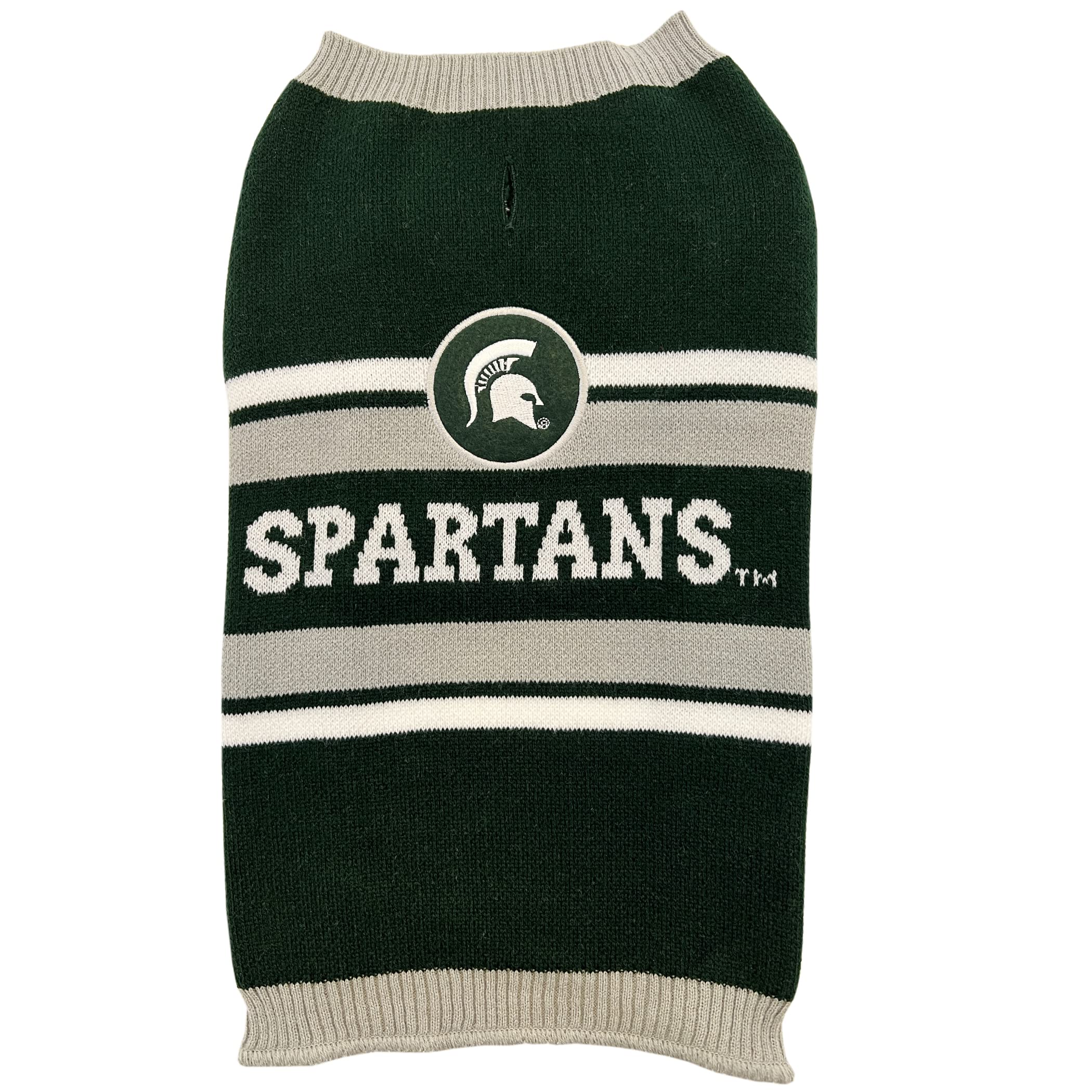 Pets First NCAA Michigan State Spartans Dog Sweater, Size Extra Small. Warm and Cozy Knit Pet Sweater with NCAA Team Logo, Best 