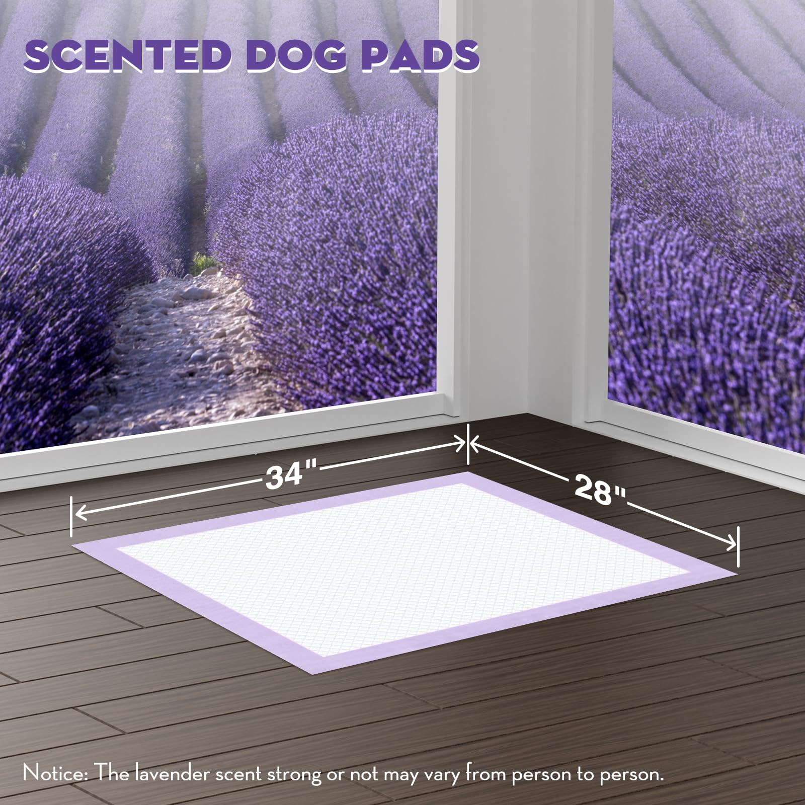 CROCI Dog Pads Lavender Scented 28x34in Large Pee Pads for Dogs with Odor Eliminating Puppy Pads Thicken Super Absorbent Up to 8